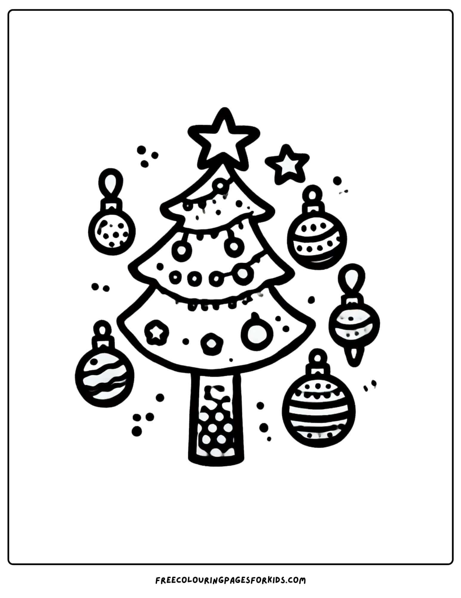 christmas tree with simple ornaments coloring page