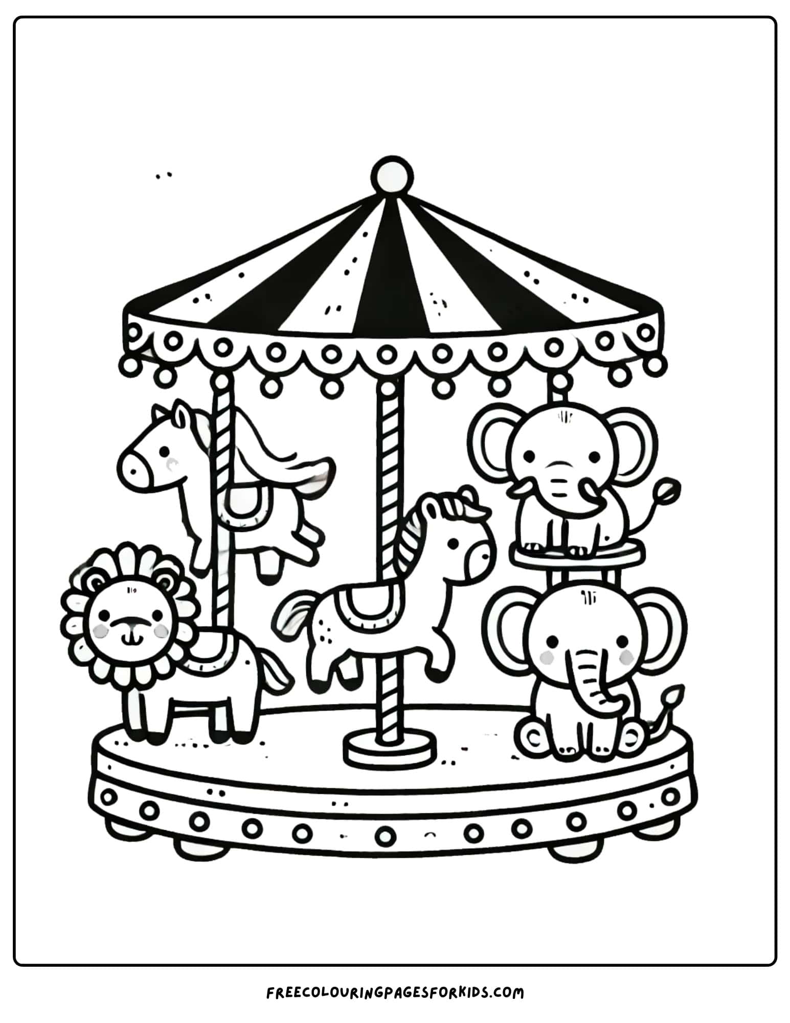 circus carousel ride coloring page