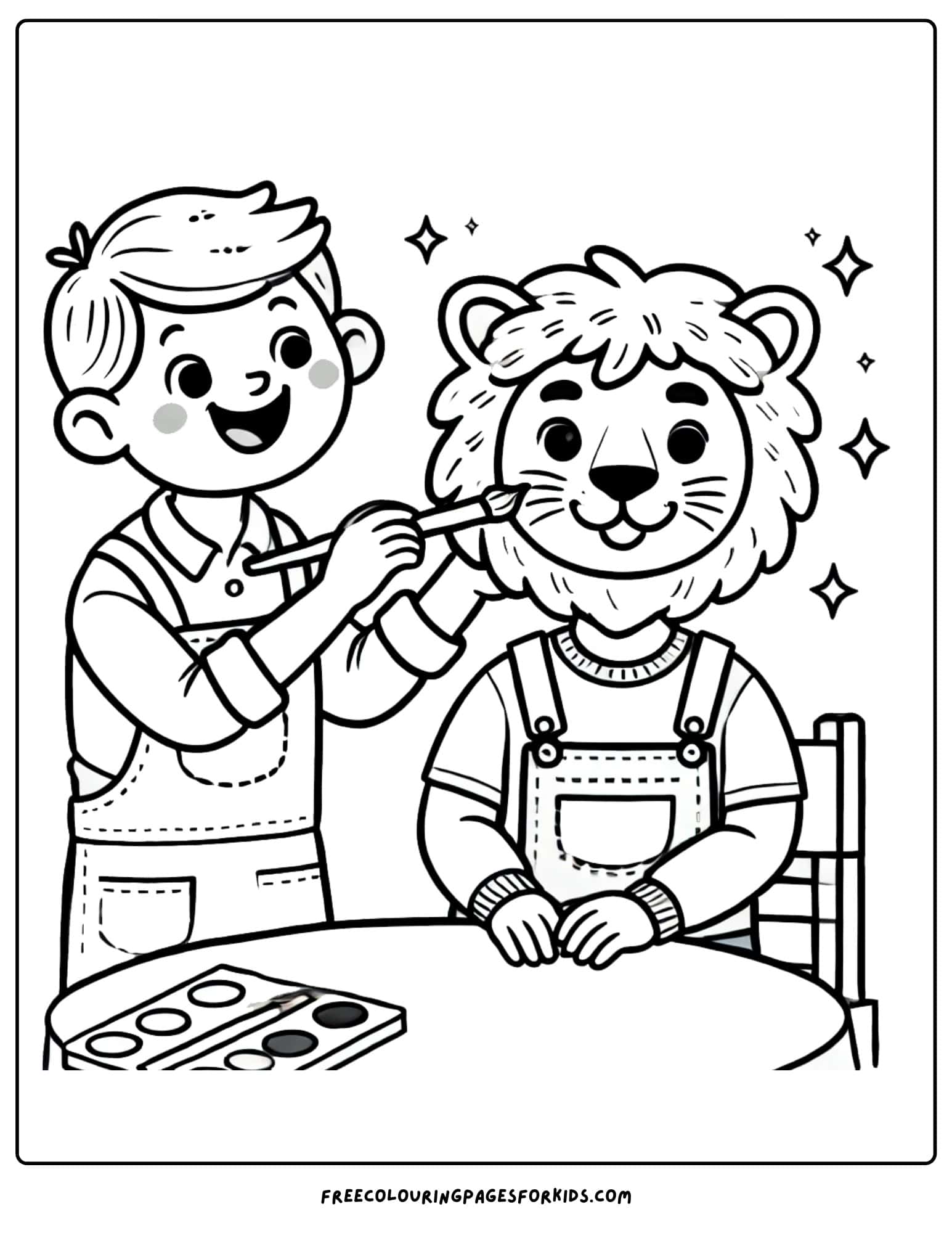 circus face painter coloring page