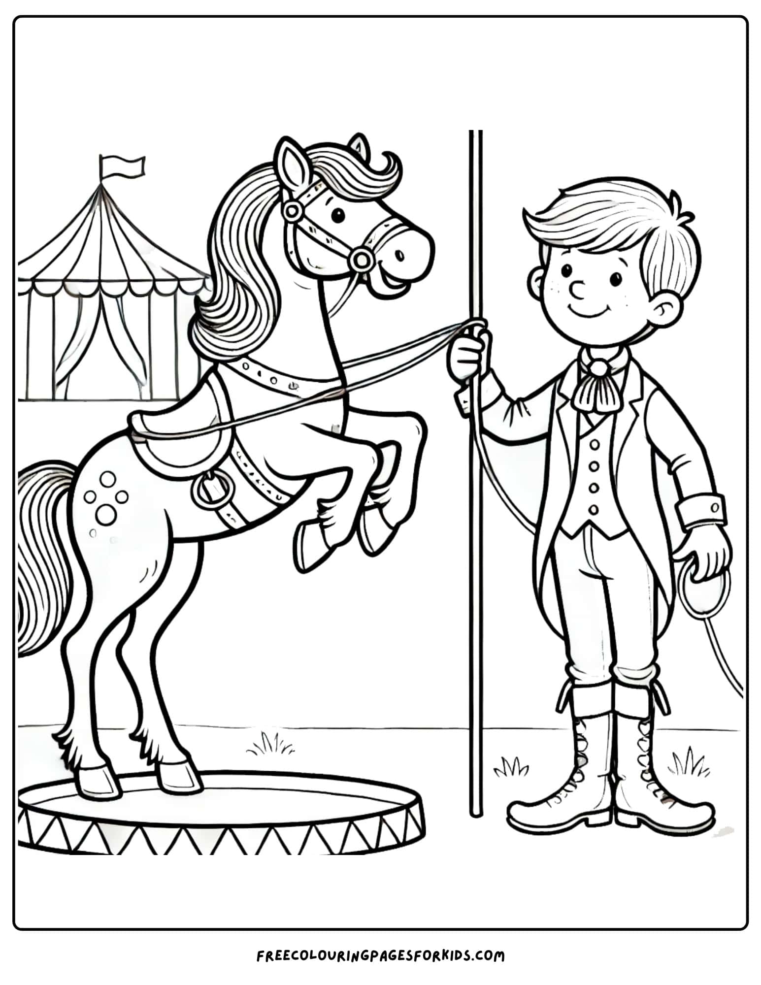 circus horse performing coloring page