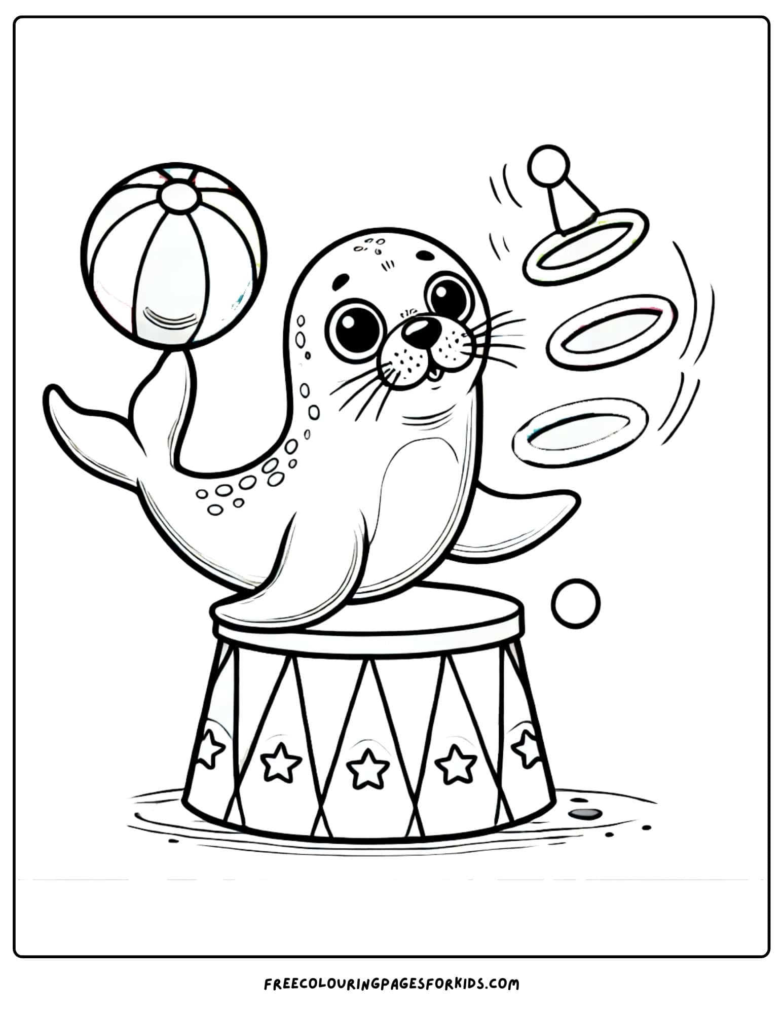 circus seal juggling coloring page