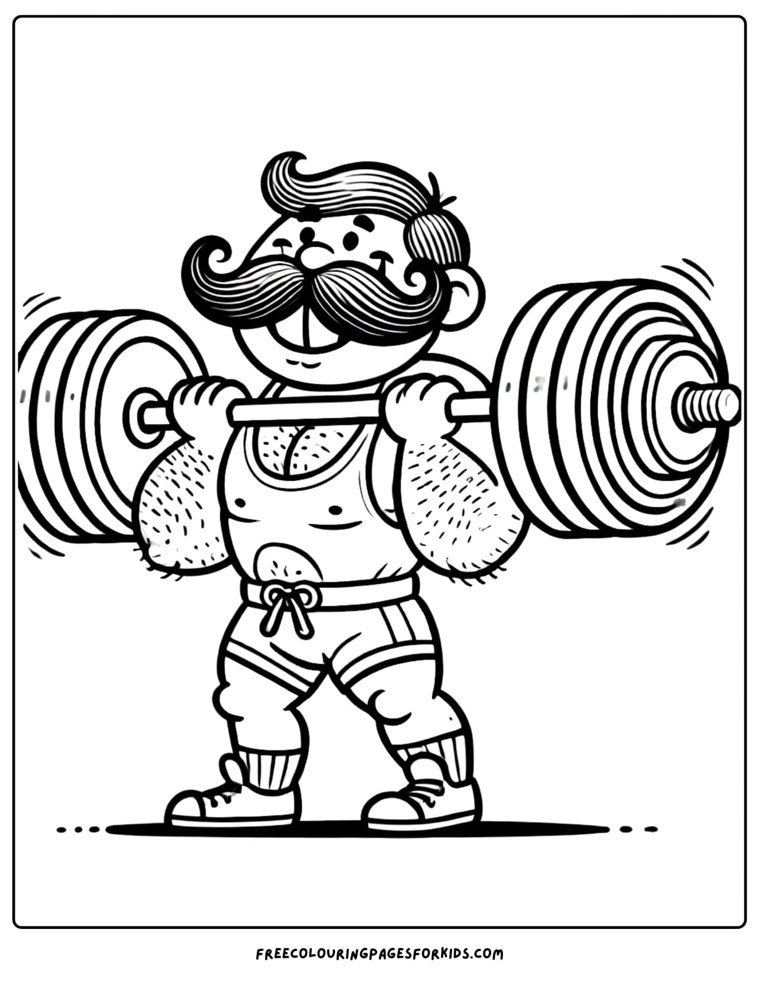 circus strongman lifting weights coloring page