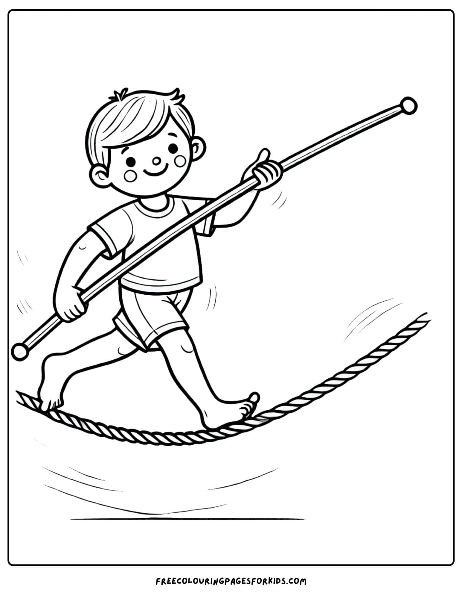 circus performer on the tightrope coloring page