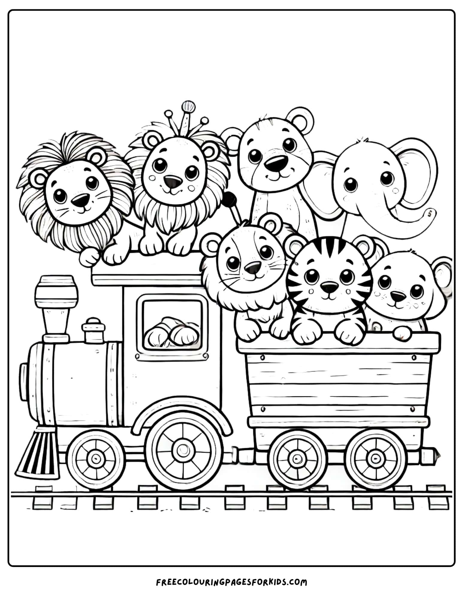 circus train full of animals coloring page