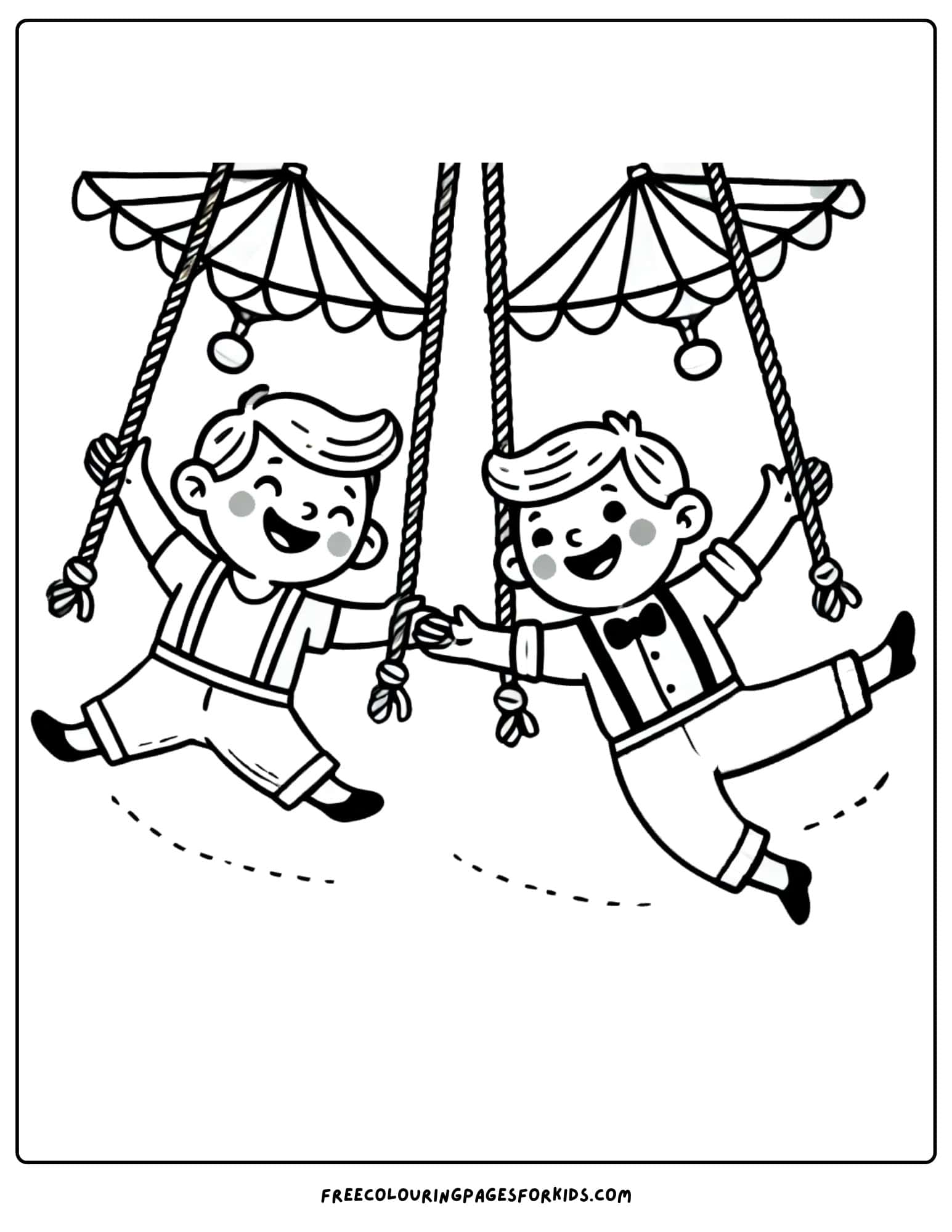 circus trapeze performers coloring page