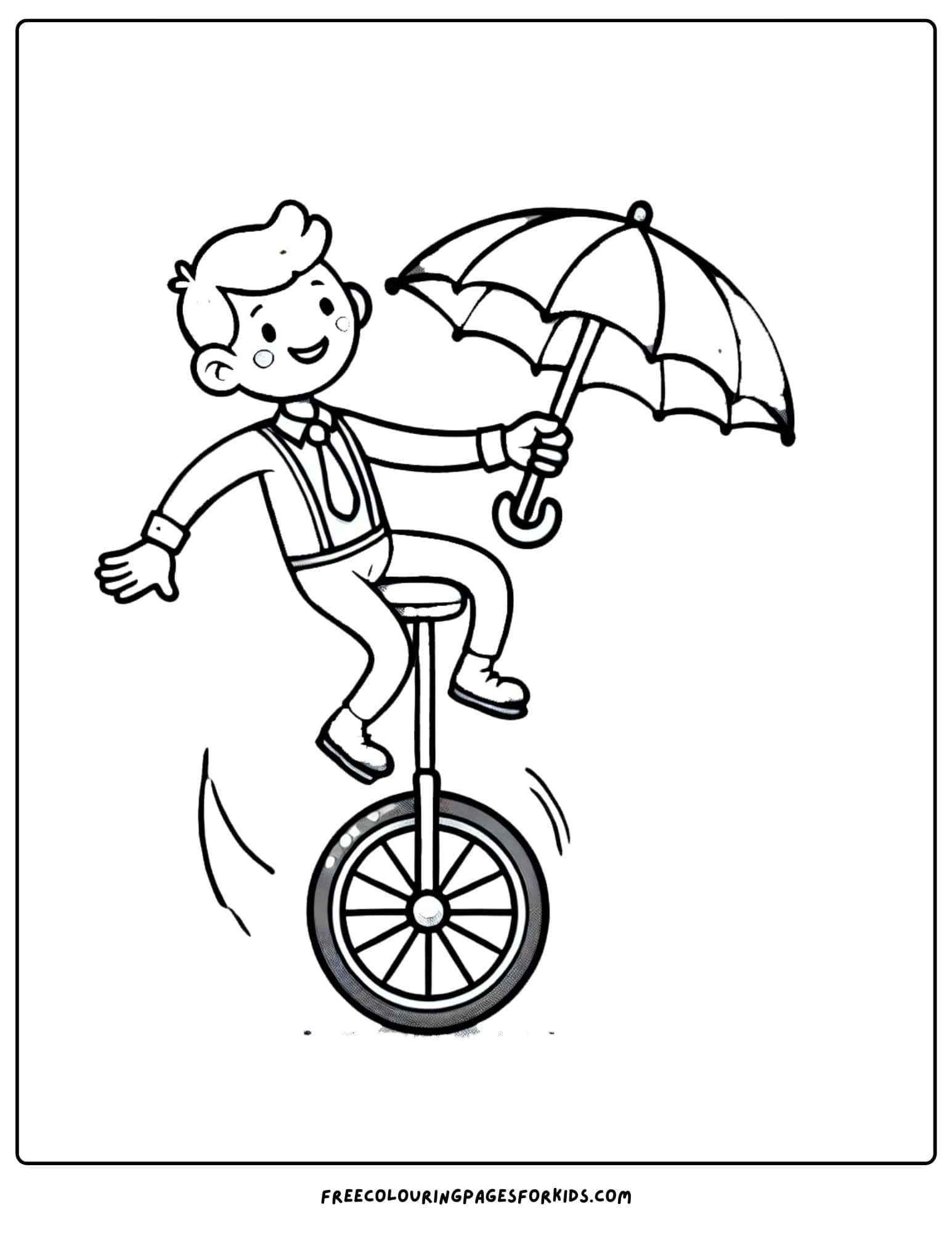 circus unicycle rider coloring page