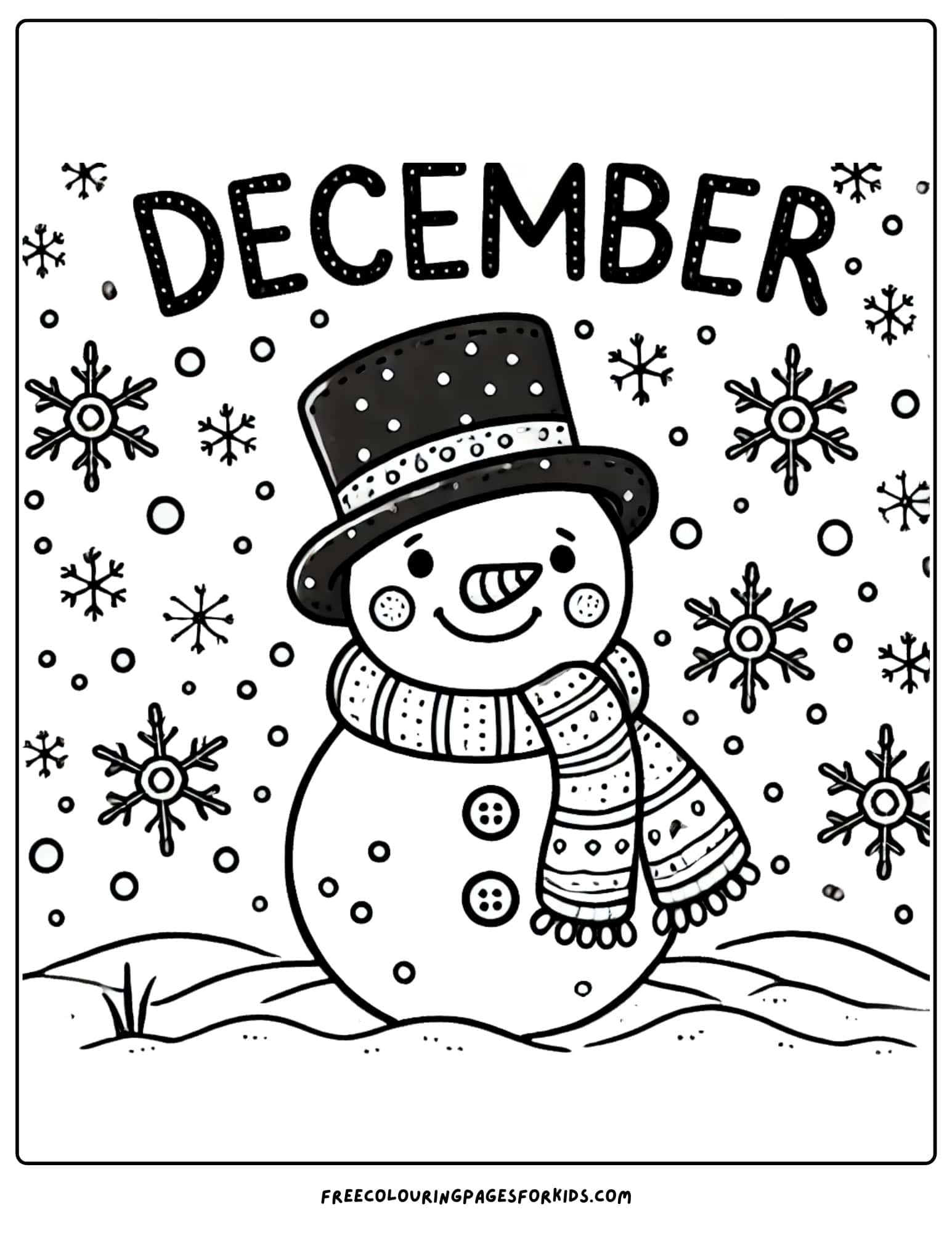 december snowman coloring page