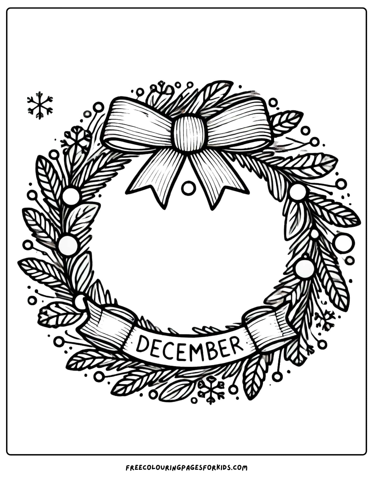 december christmas wreath coloring page