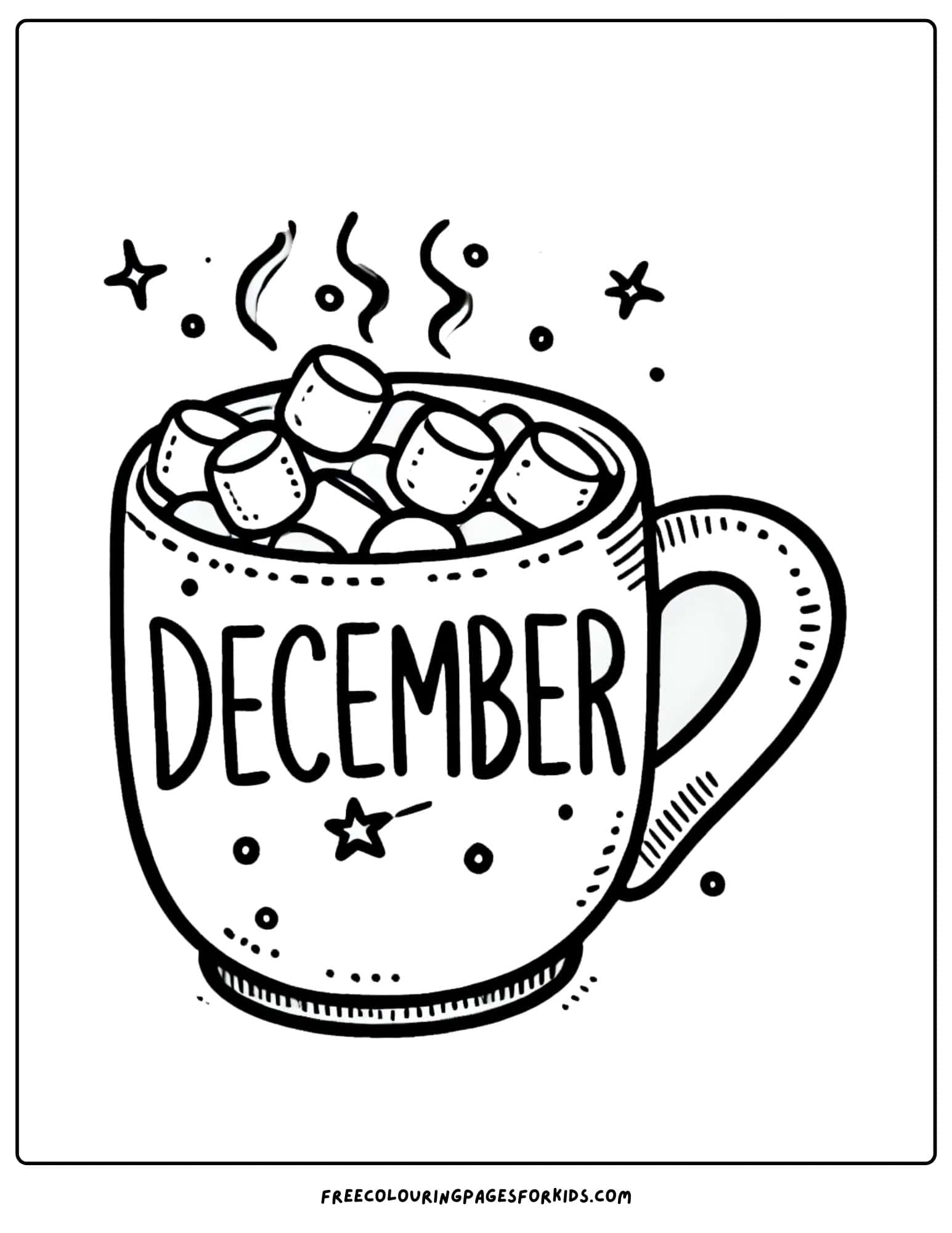 december hot chocolate coloring page