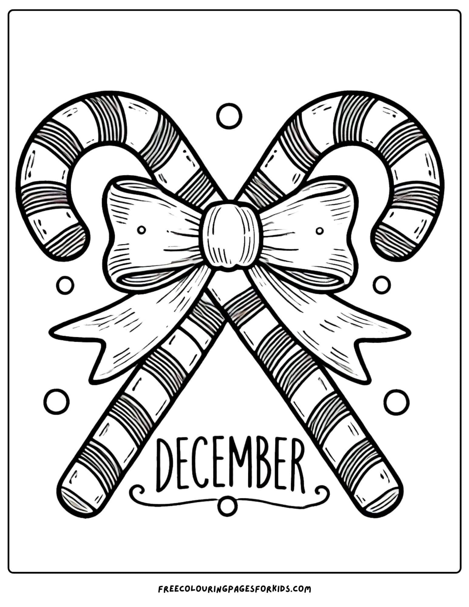 december crossed candy canes coloring page