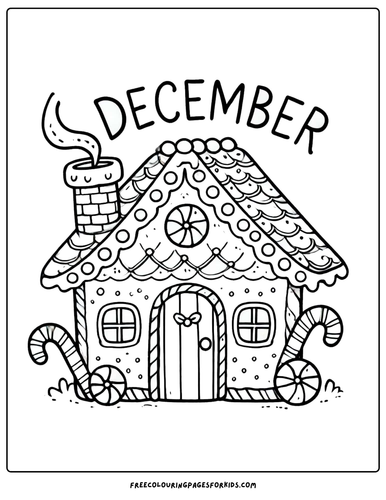 december gingerbread house coloring page