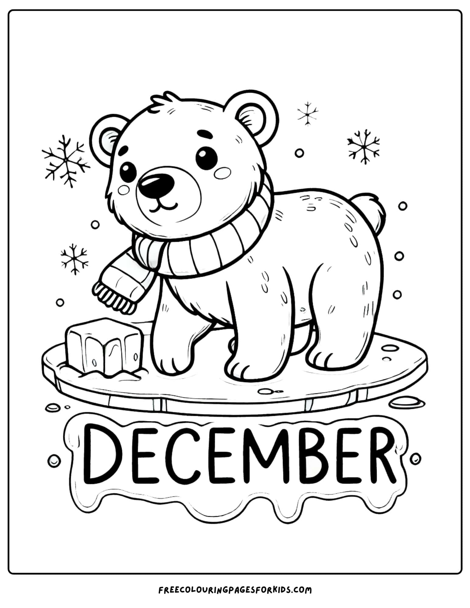 december polar bear coloring page