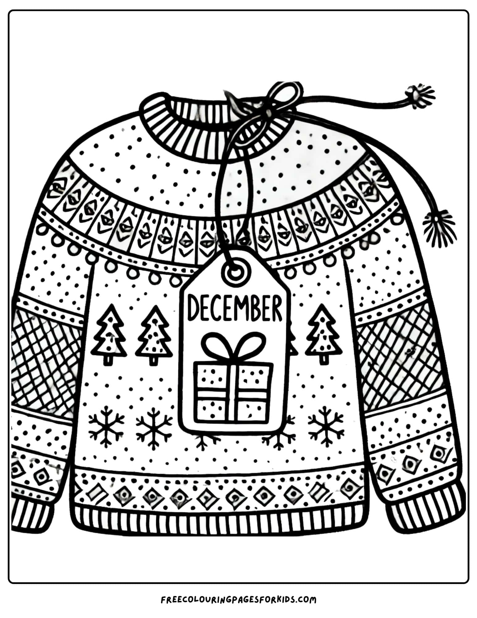 december holiday sweater coloring page