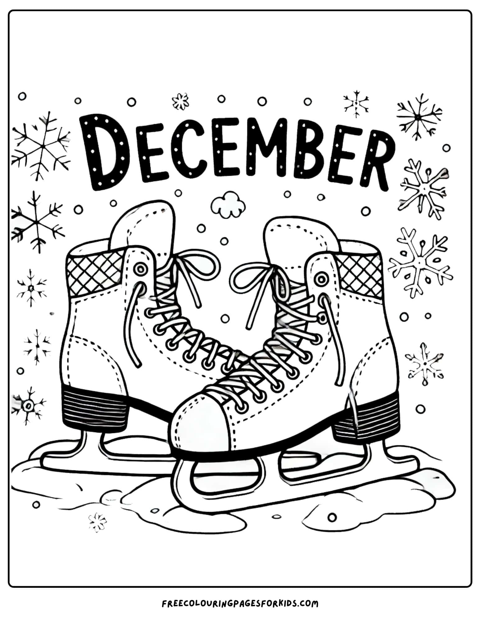 december ice skating boots coloring page