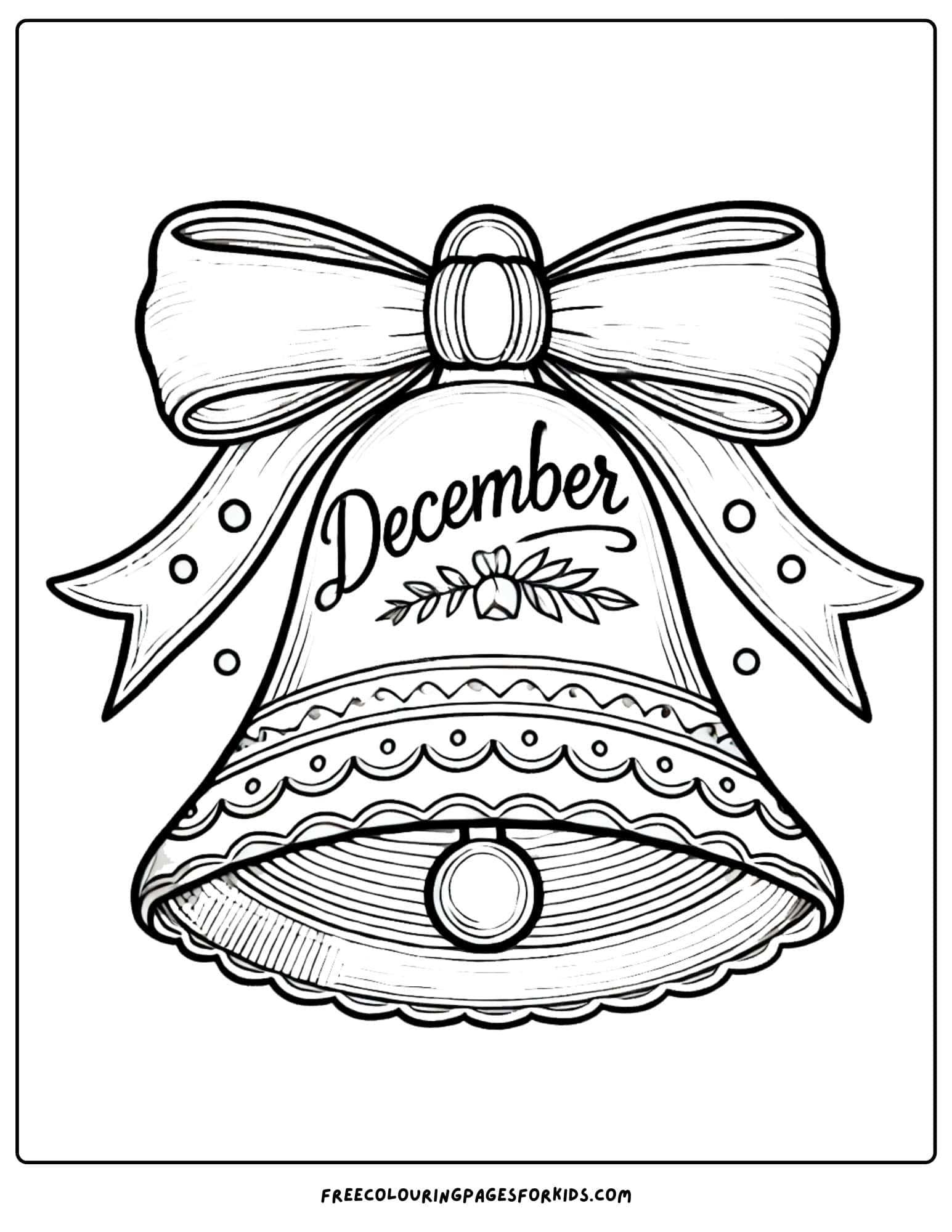 december christmas bell ornament coloring page