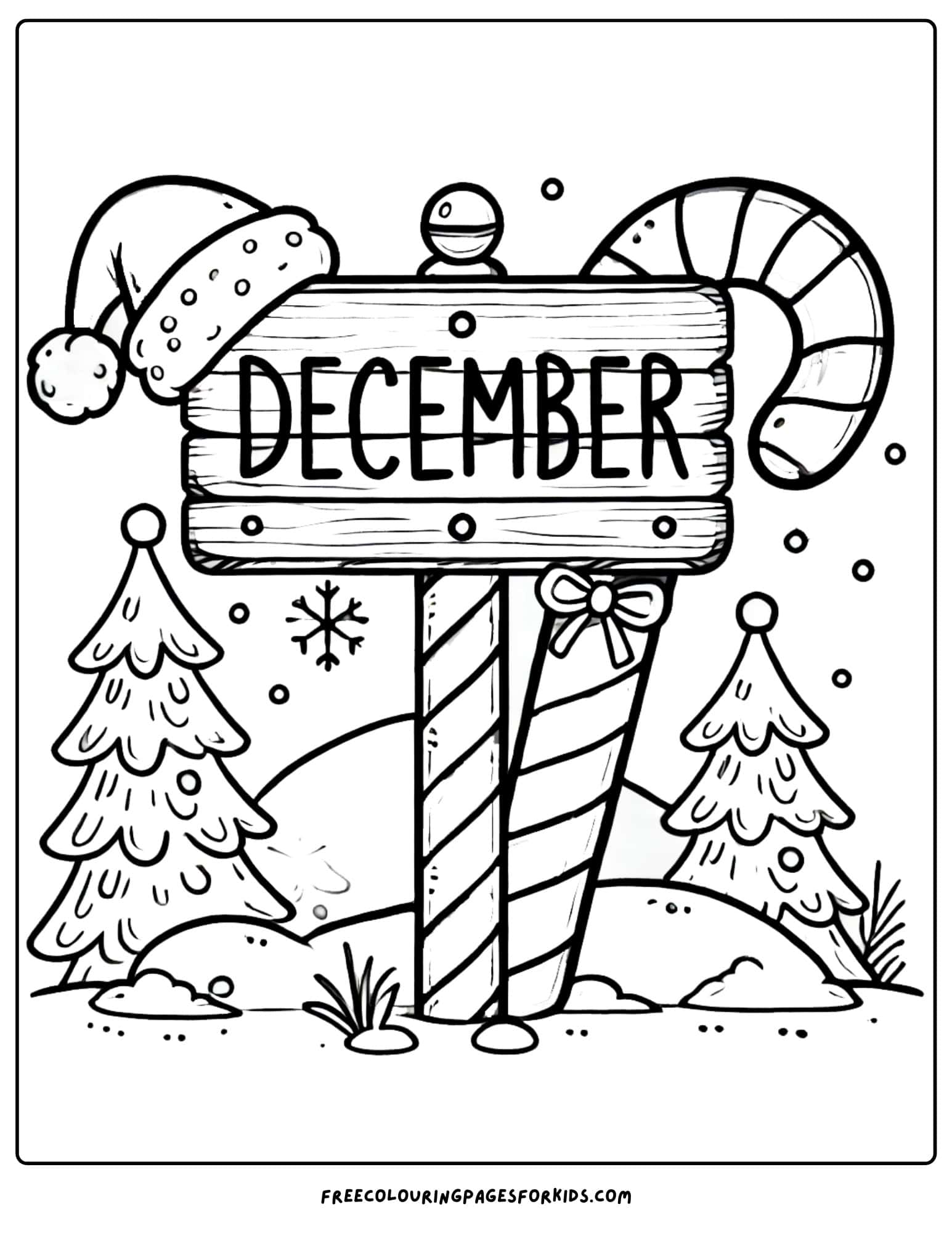 december north pole sign coloring page