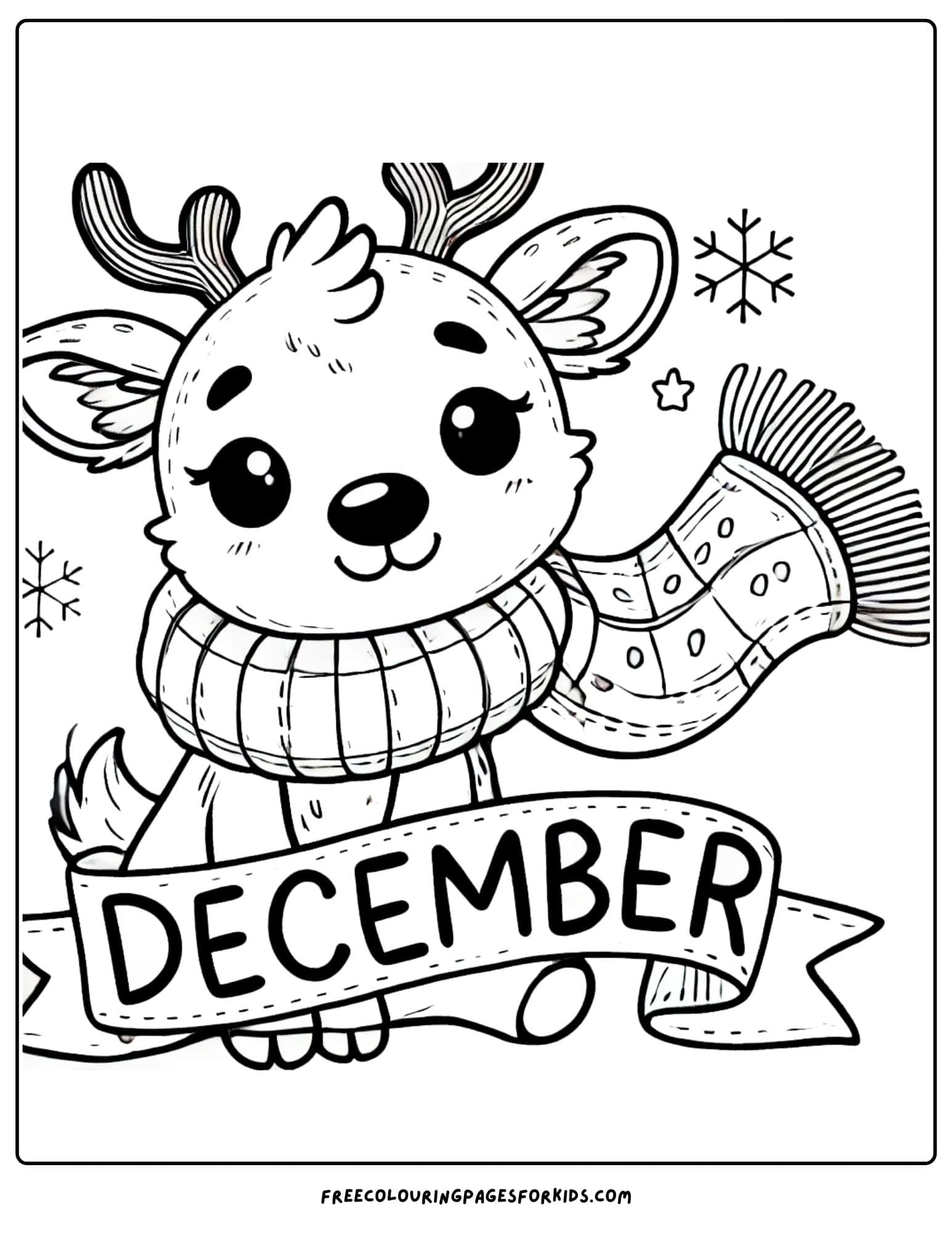 december playful reindeer coloring page