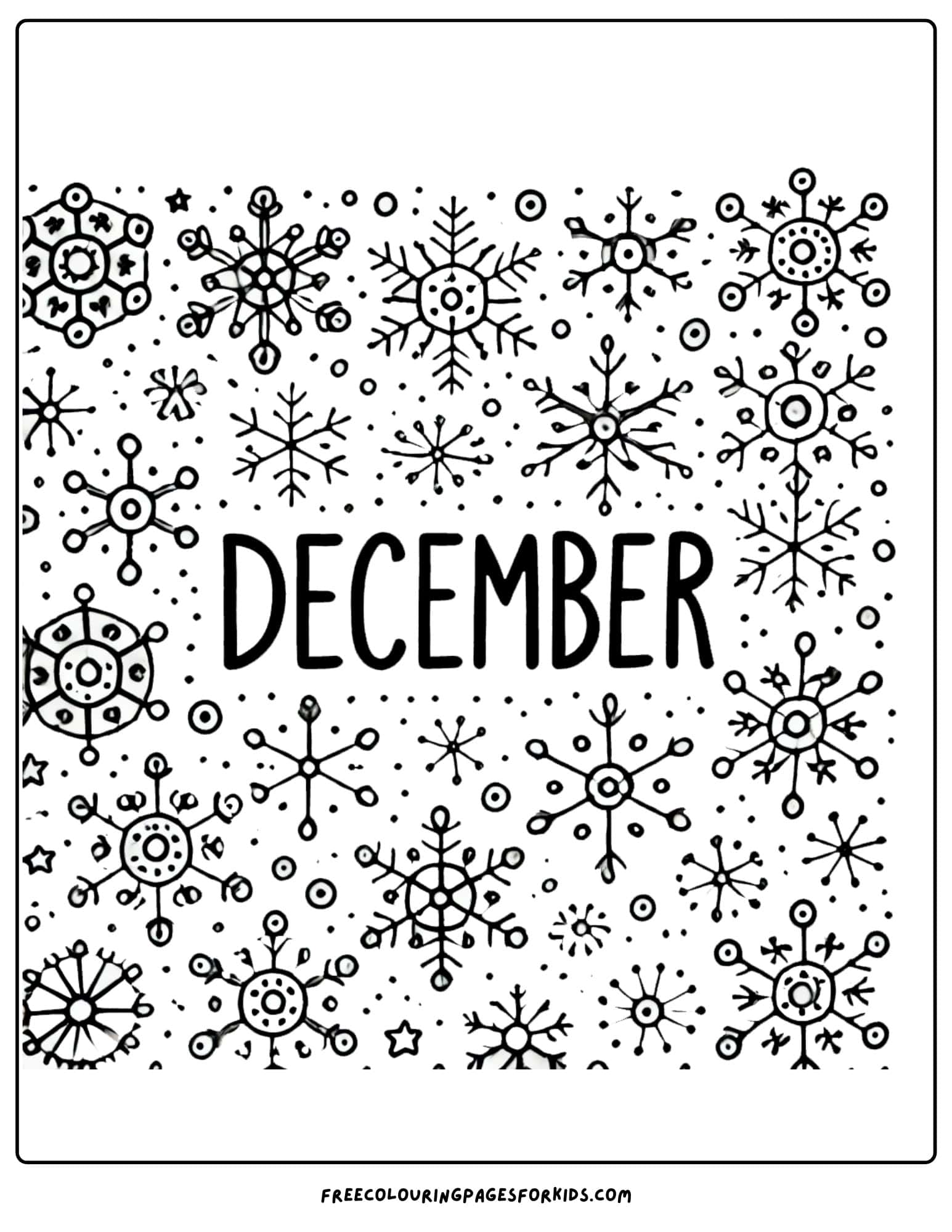 december snowflakes coloring page