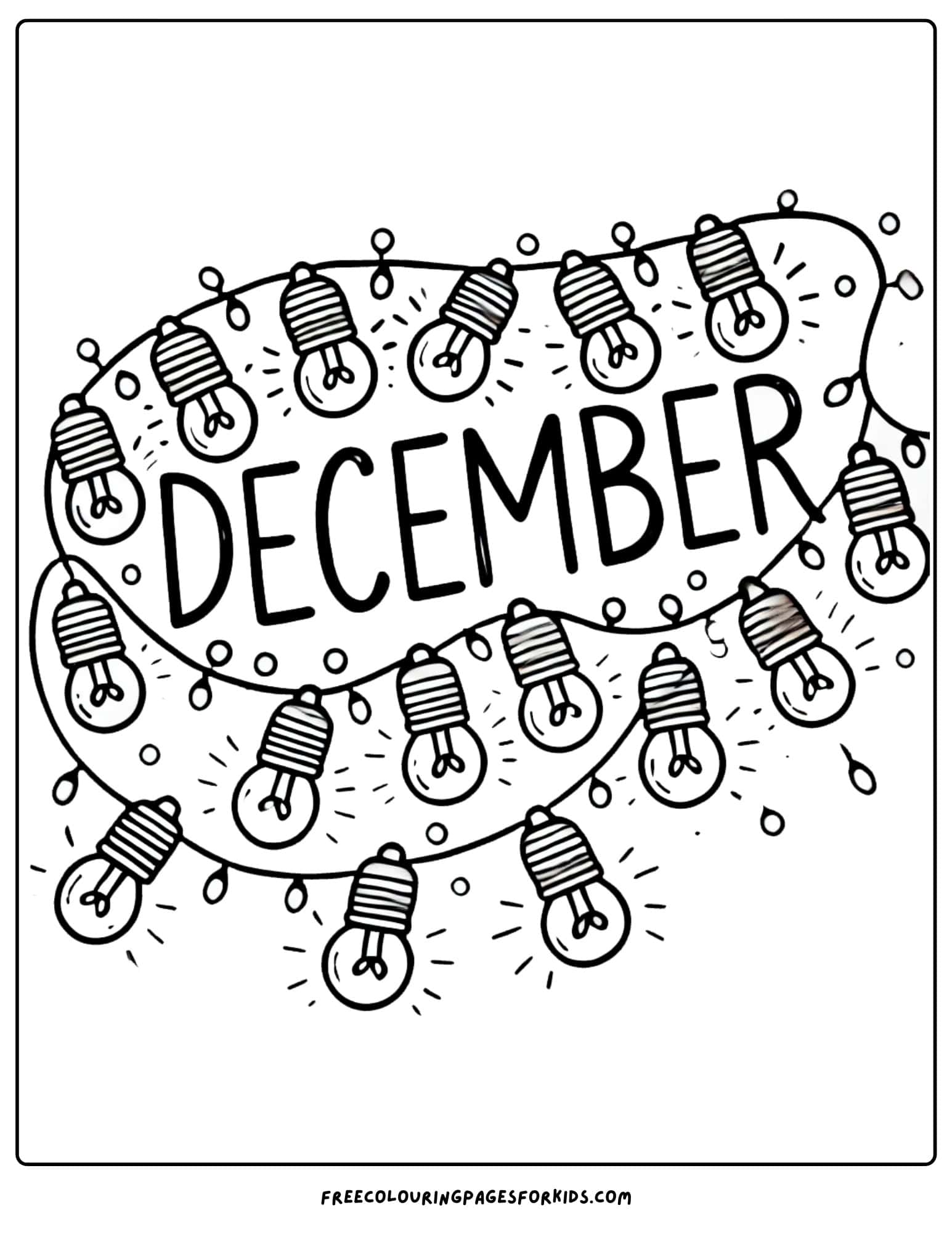 december christmas lights coloring page