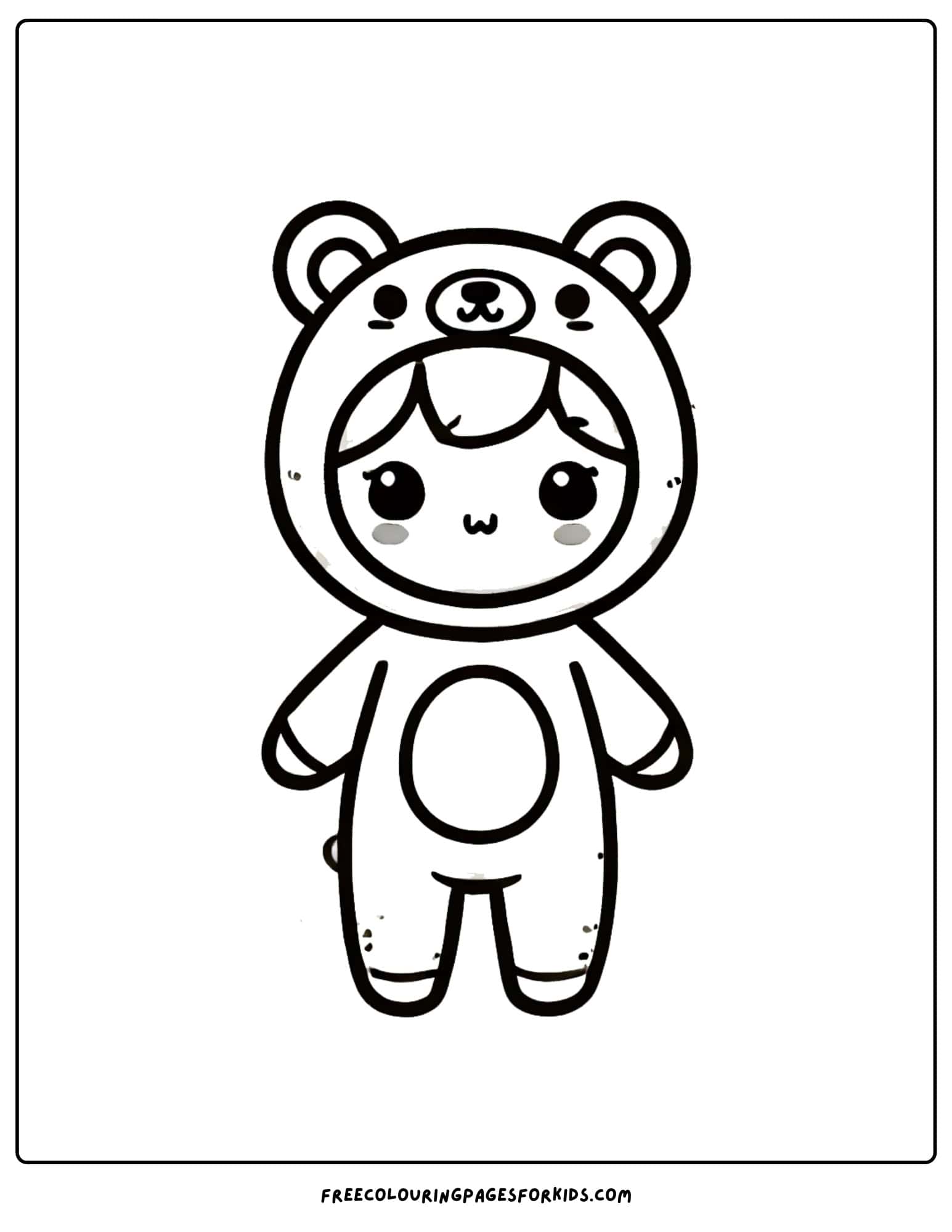 doll in an animal onesie coloring page