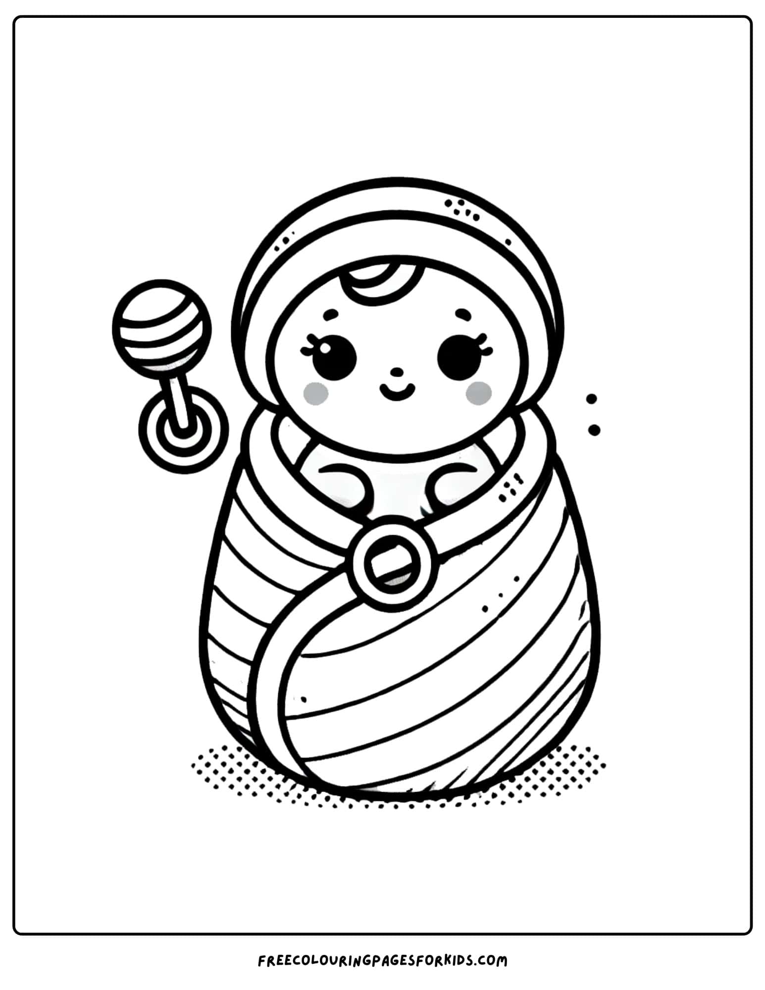 doll baby and rattle coloring page