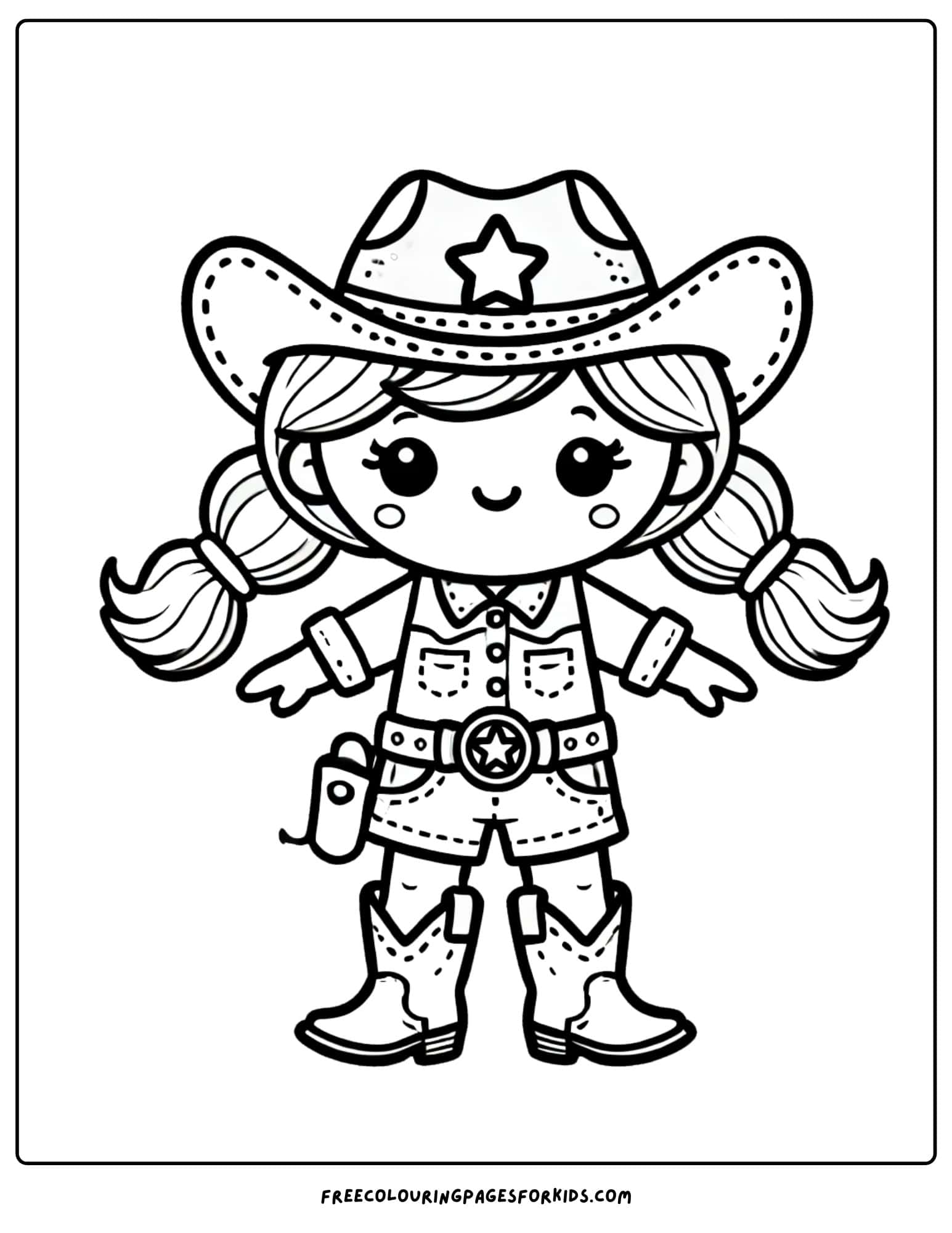 doll cowgirl and hat coloring page