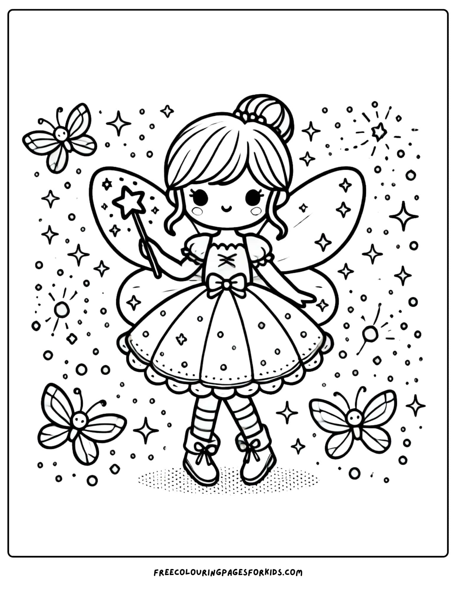 doll fairy with wings coloring page