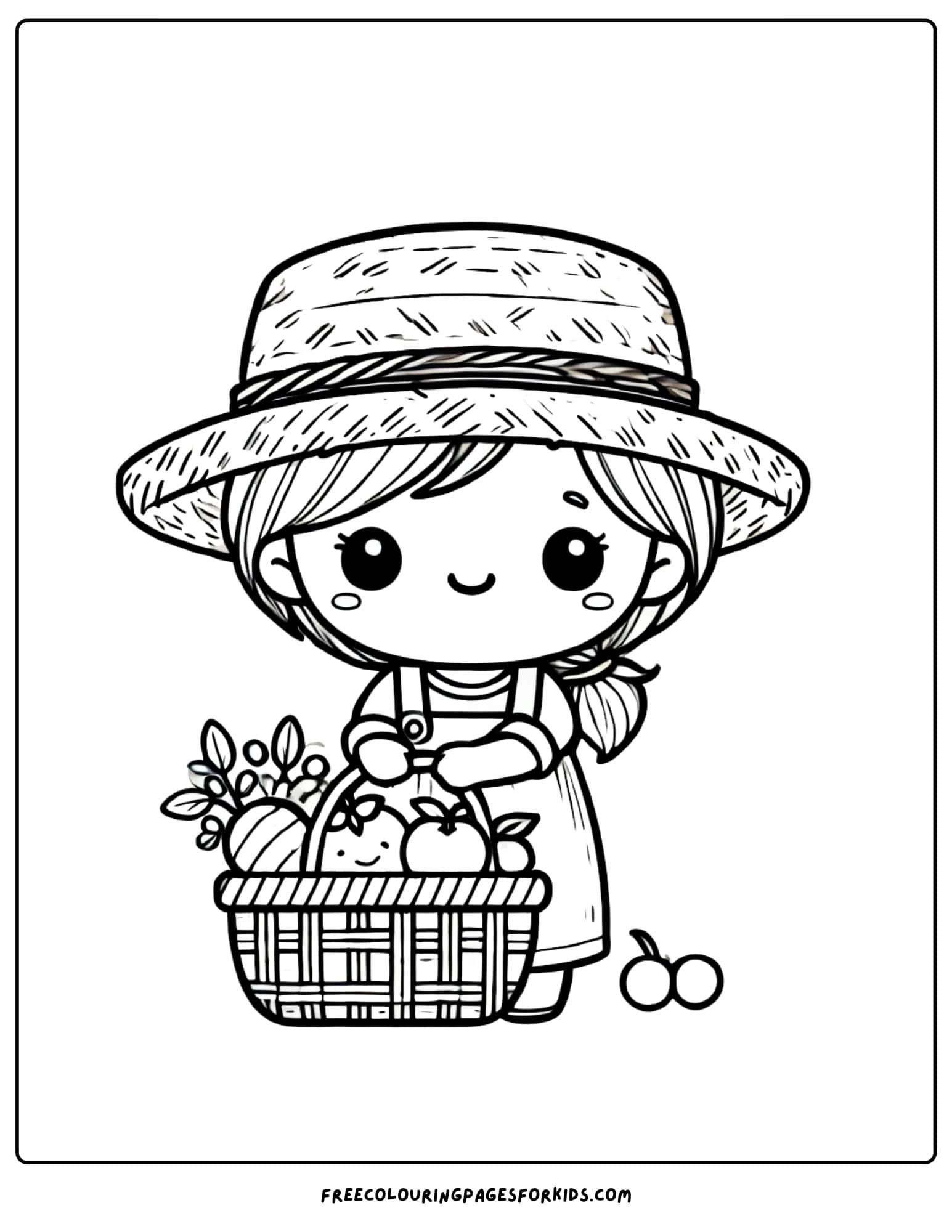 doll farmer with basket coloring page