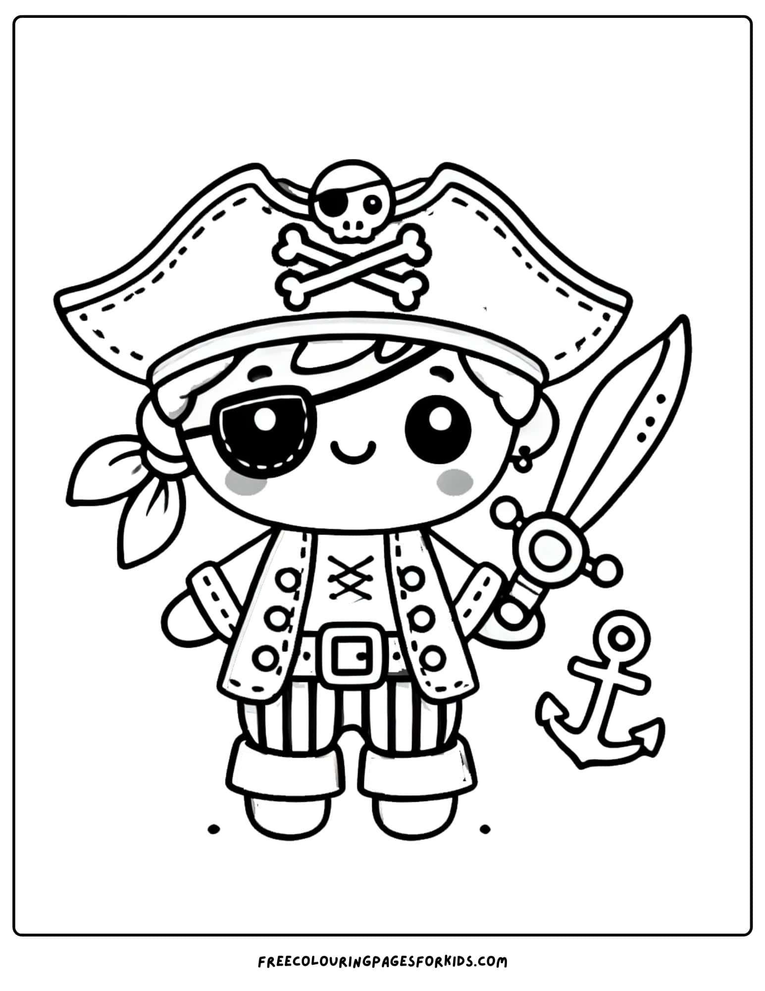 doll pirate and sword coloring page