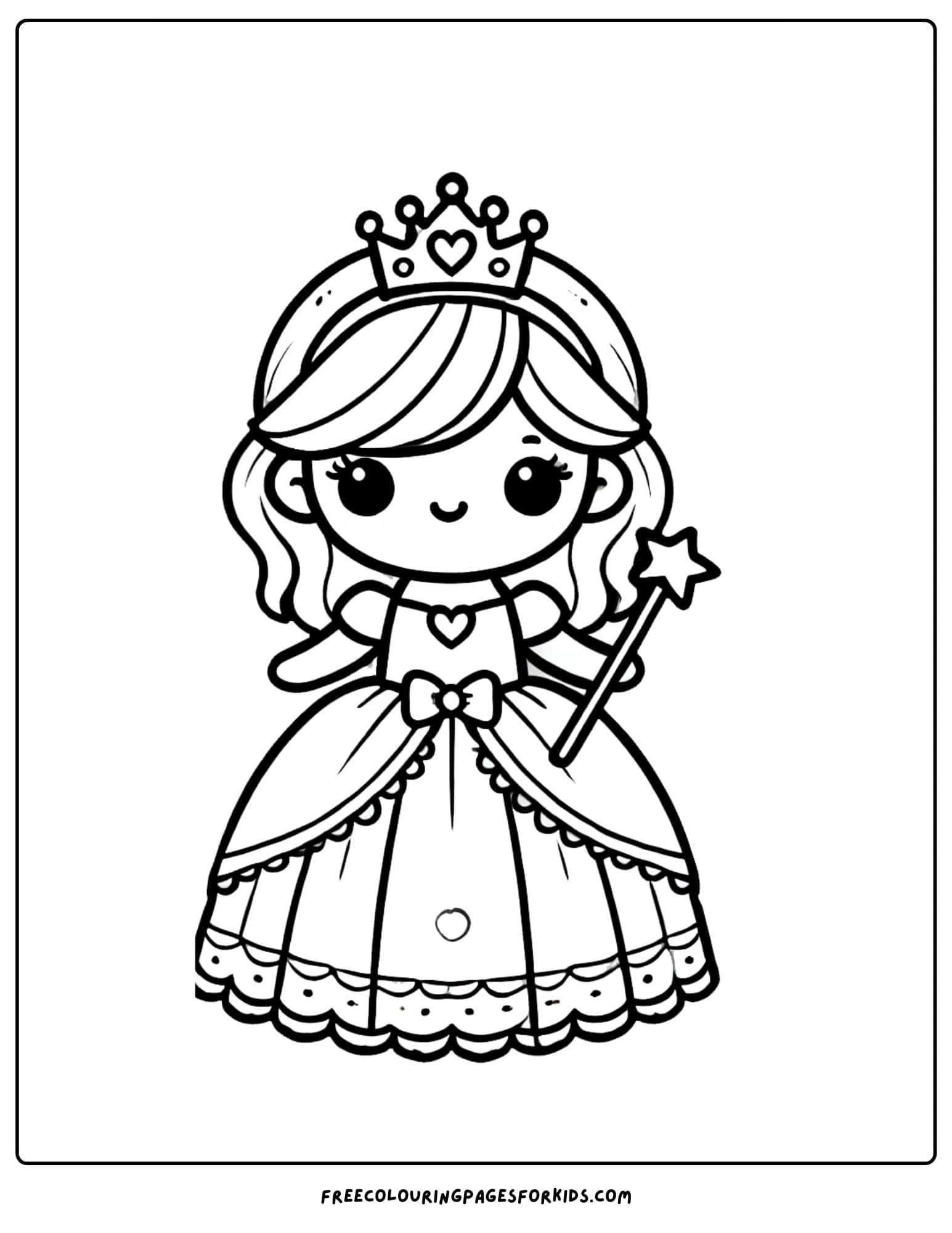 doll princess in gown coloring page