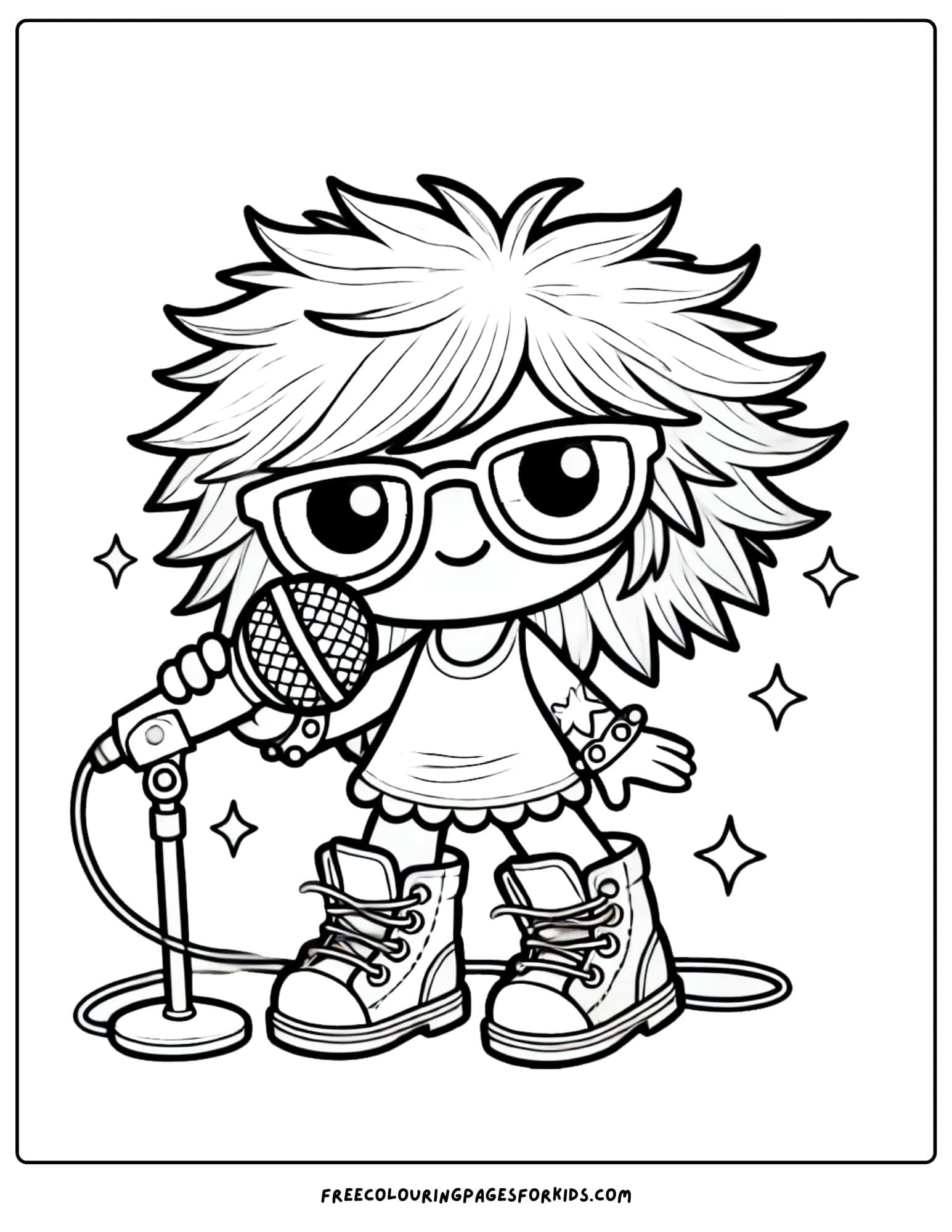 doll rockstar and microphone coloring page