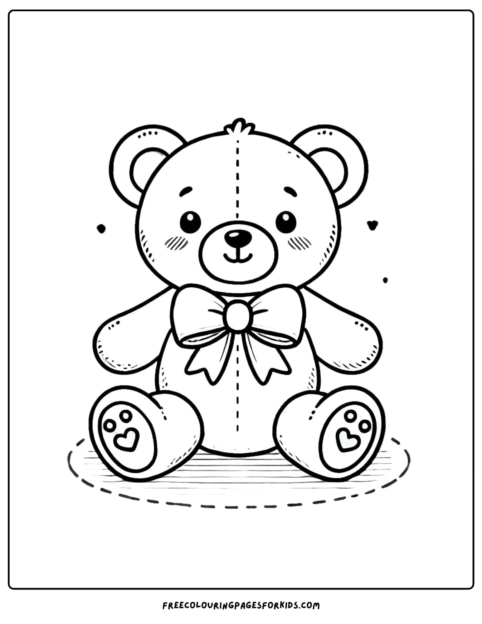 doll teddy bear with bow coloring page