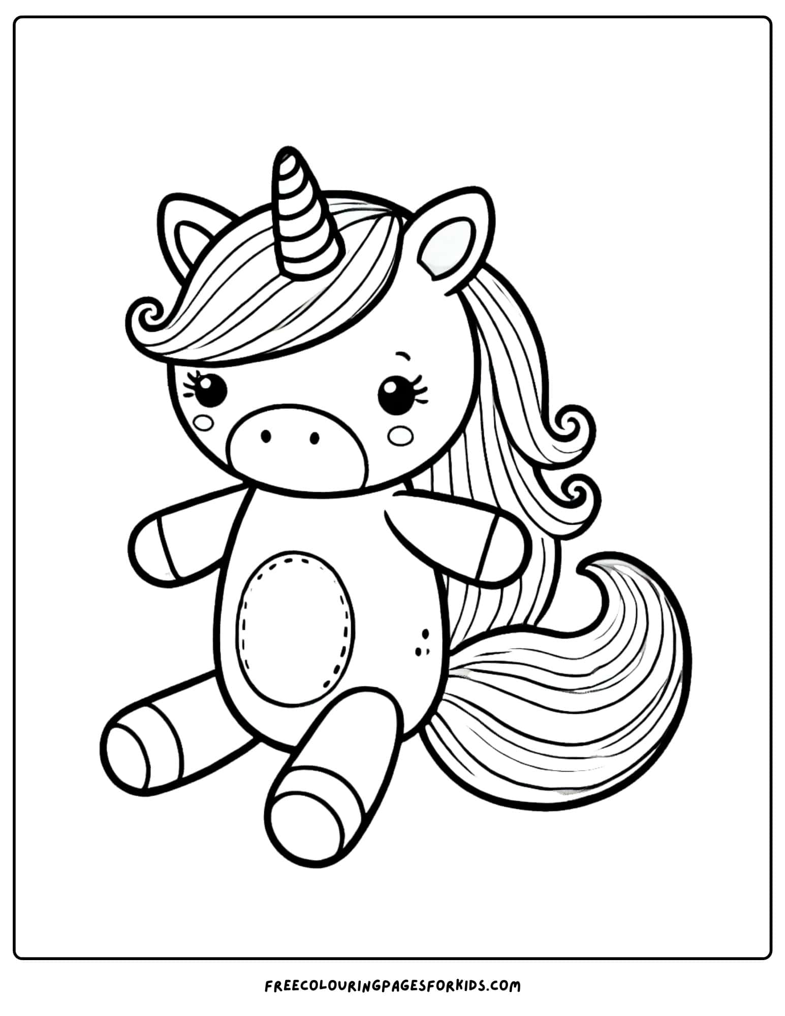 doll unicorn coloring page