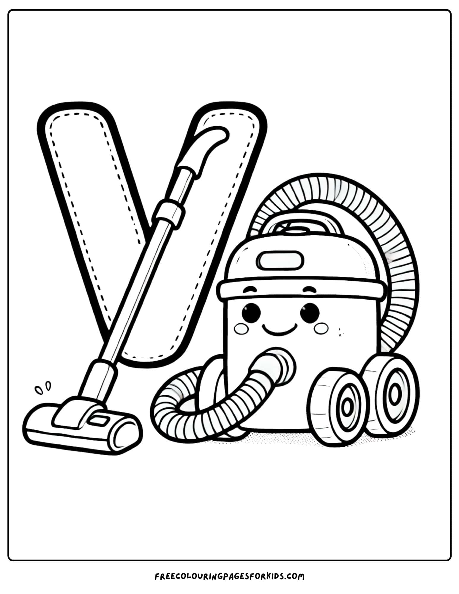 letter V for vacuum coloring page