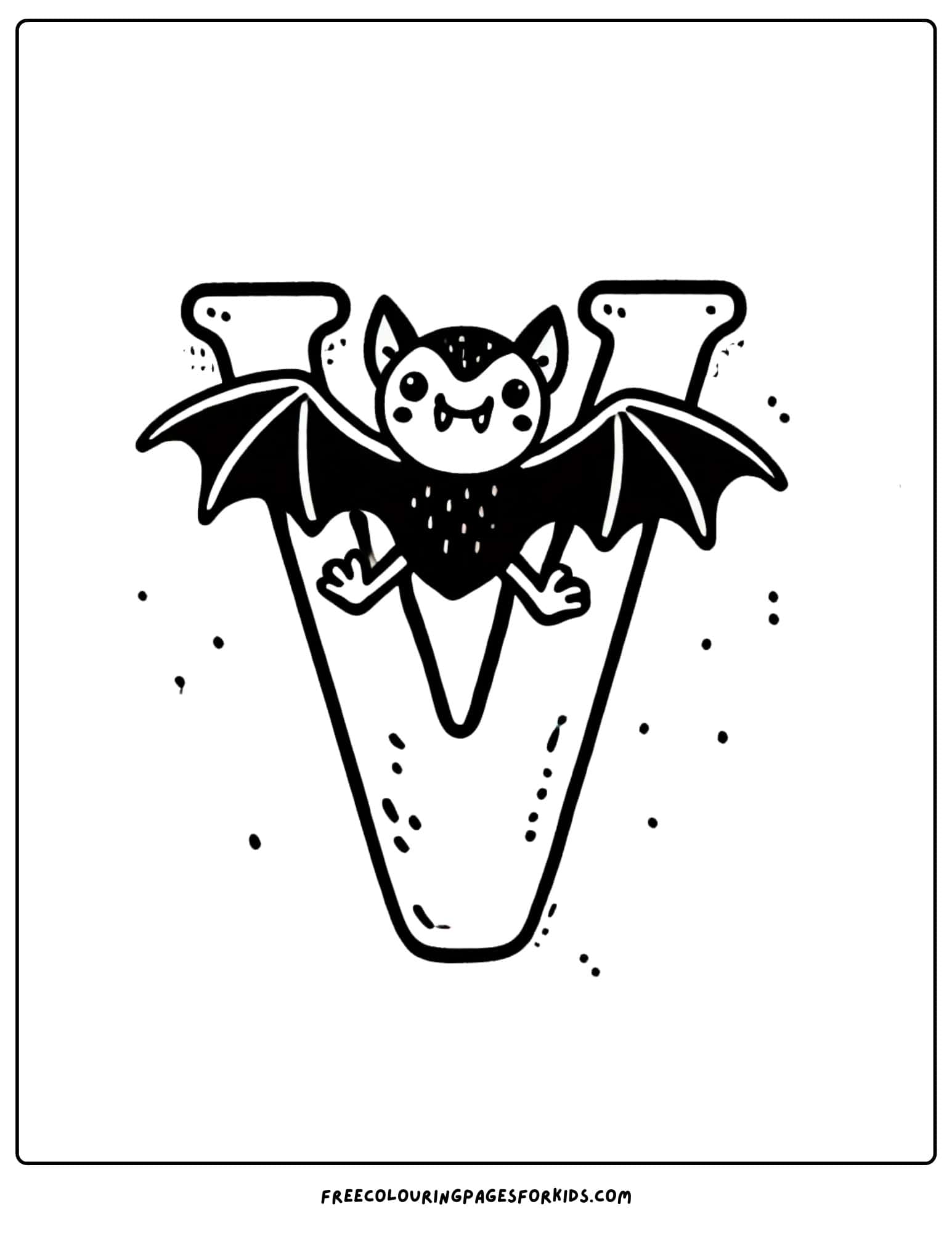 letter V for vampire coloring page