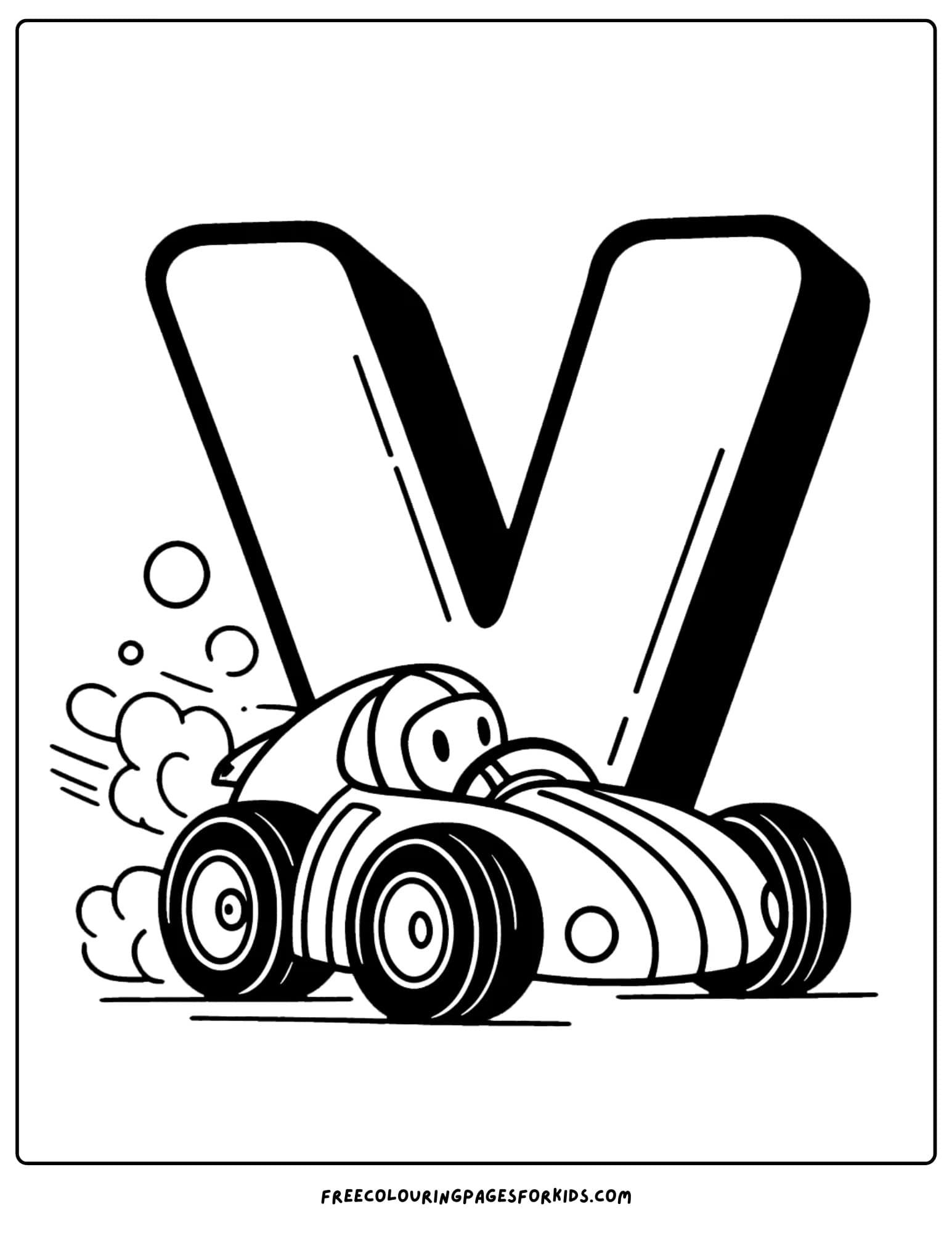 letter V for vehicle coloring page