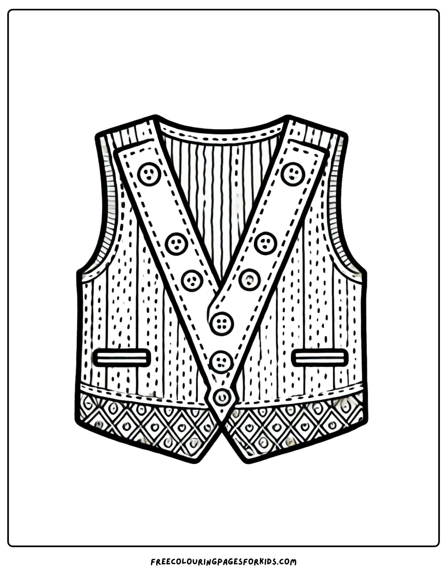 letter V for vest coloring page