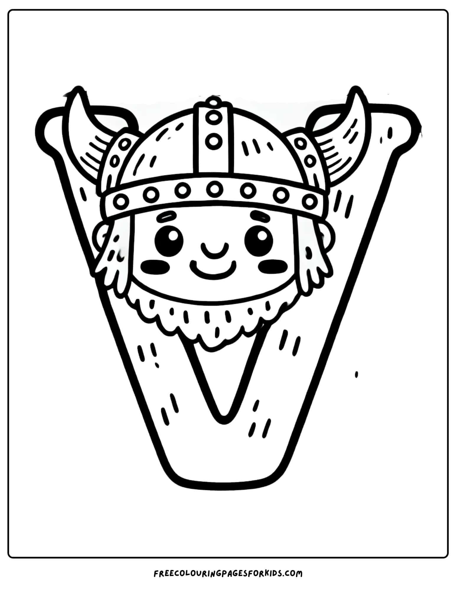 letter V for viking coloring page