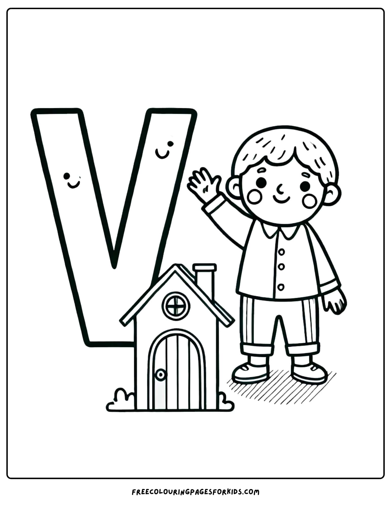 letter V for visitor coloring page