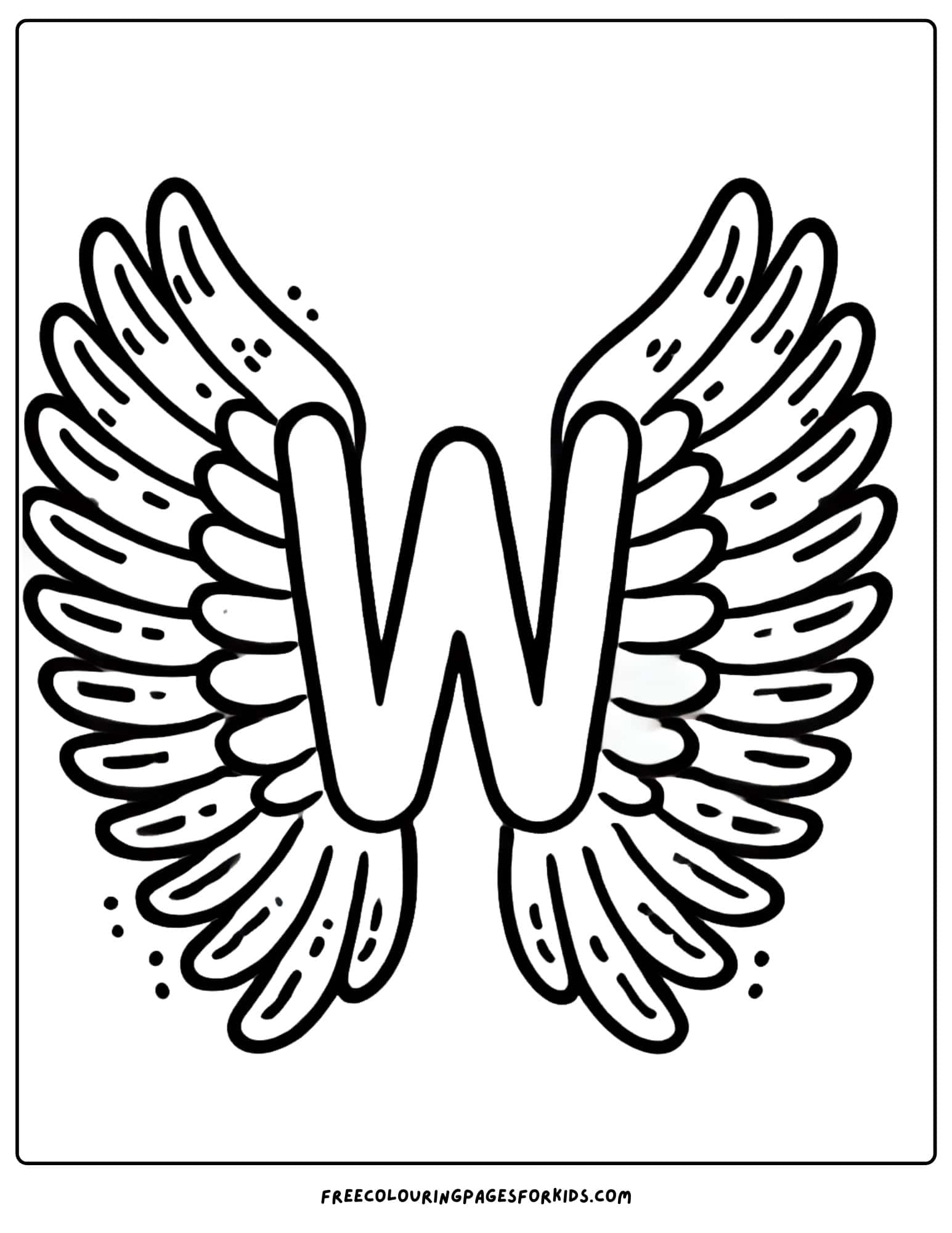 letter w for wings coloring page