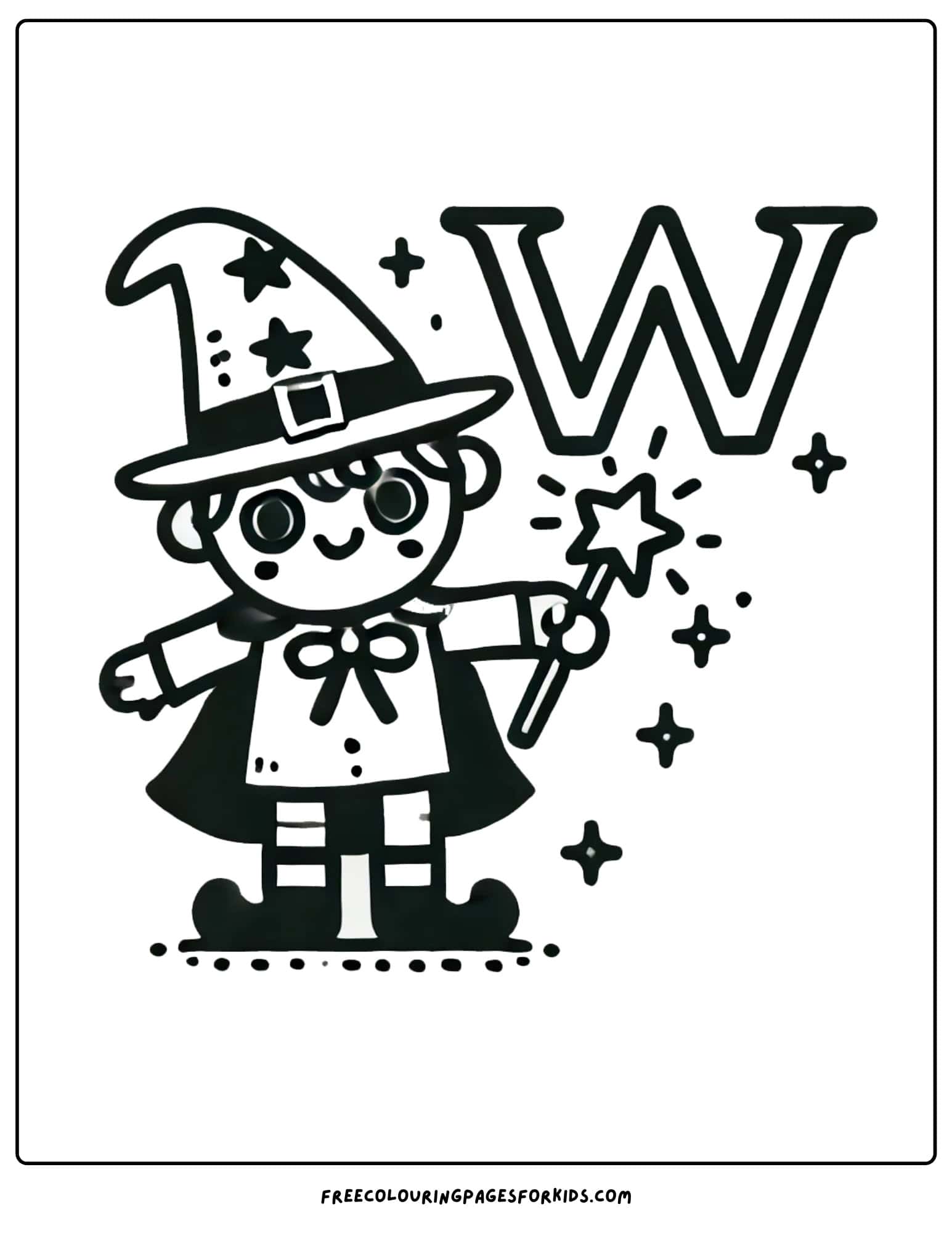 letter w for wizard coloring page