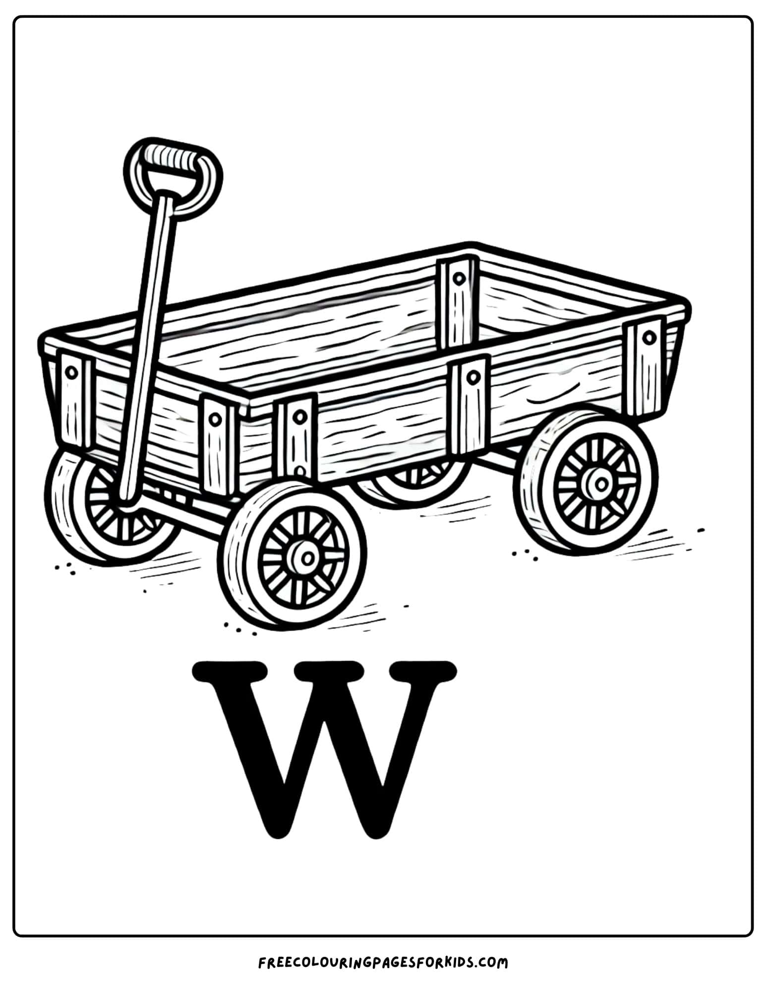 letter w for wagon coloring page