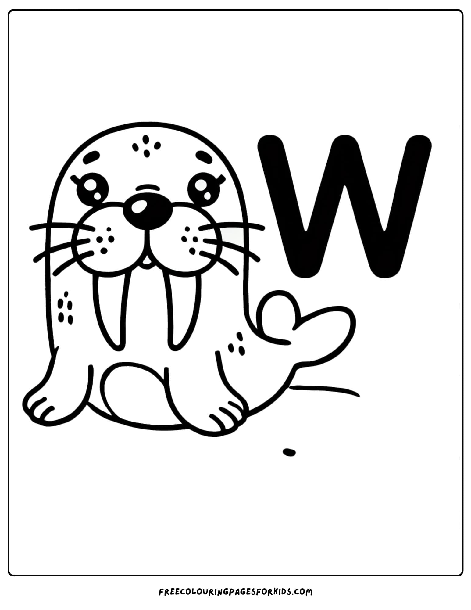 letter w for walrus coloring page