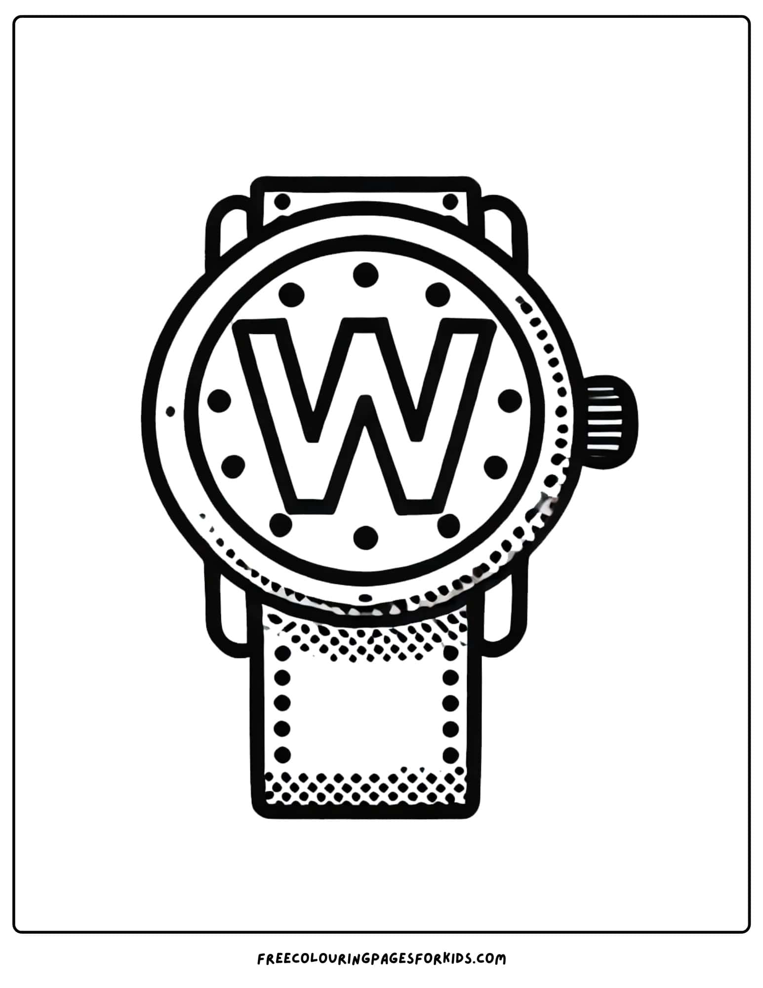 letter w for watch coloring page