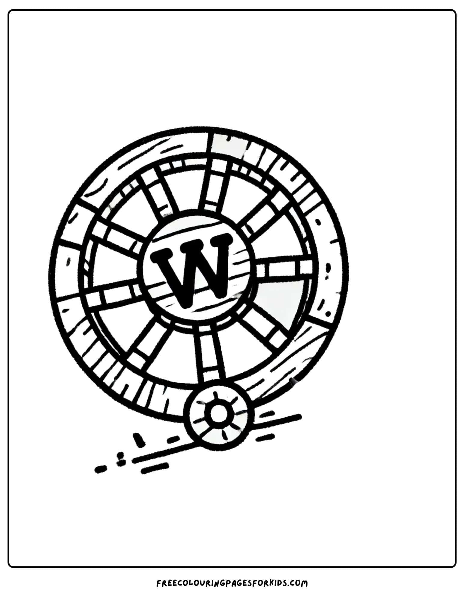 letter w for wagon wheel coloring page