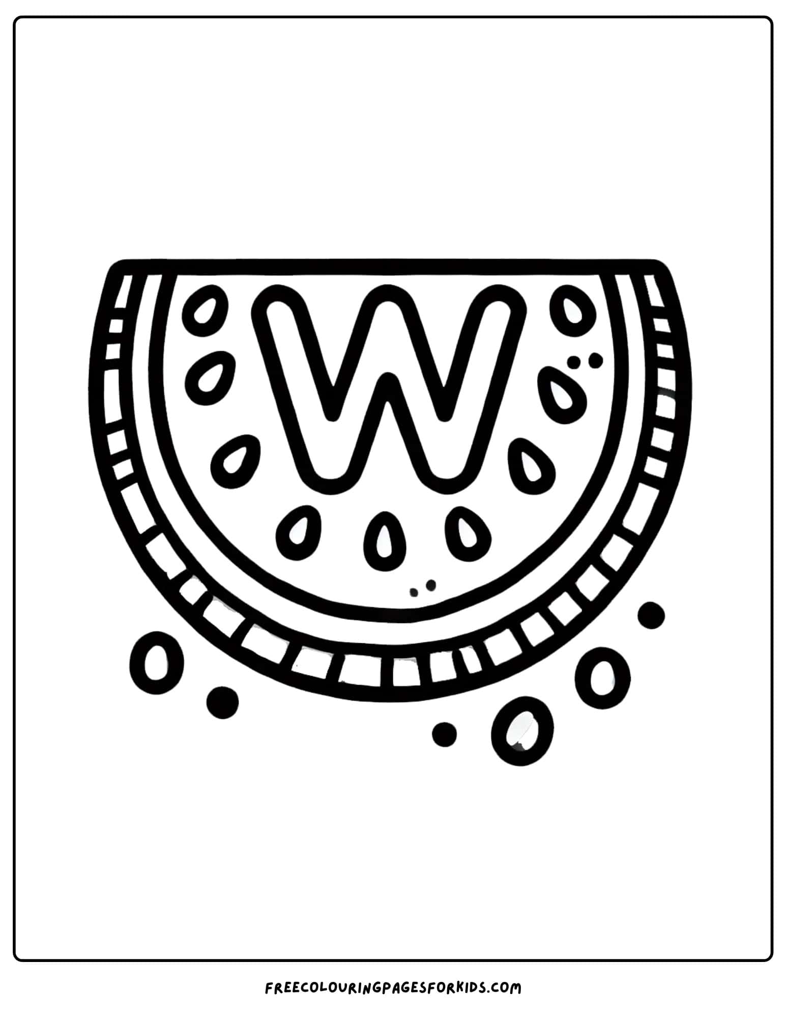 letter w for watermelon coloring page