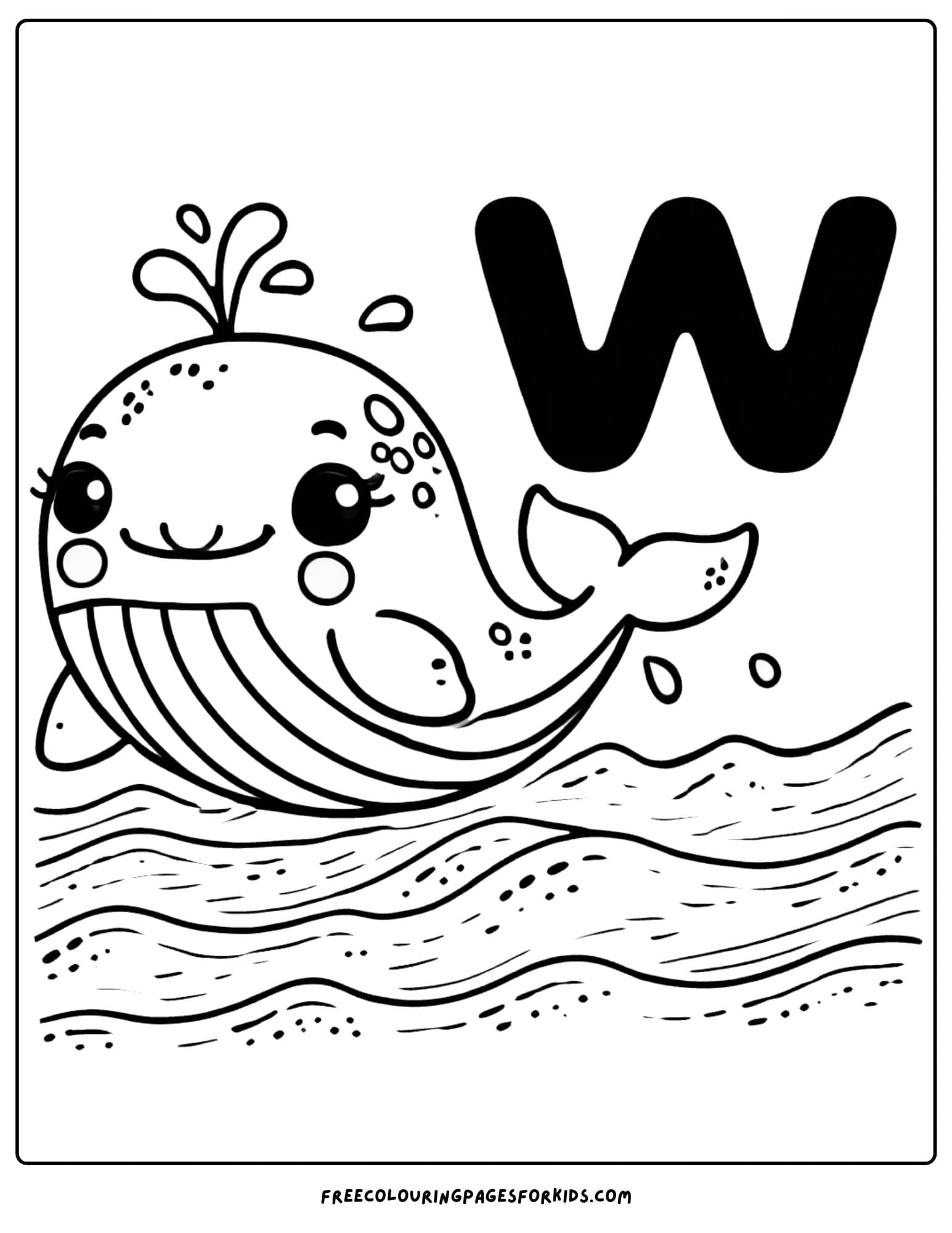 letter w for whale coloring page