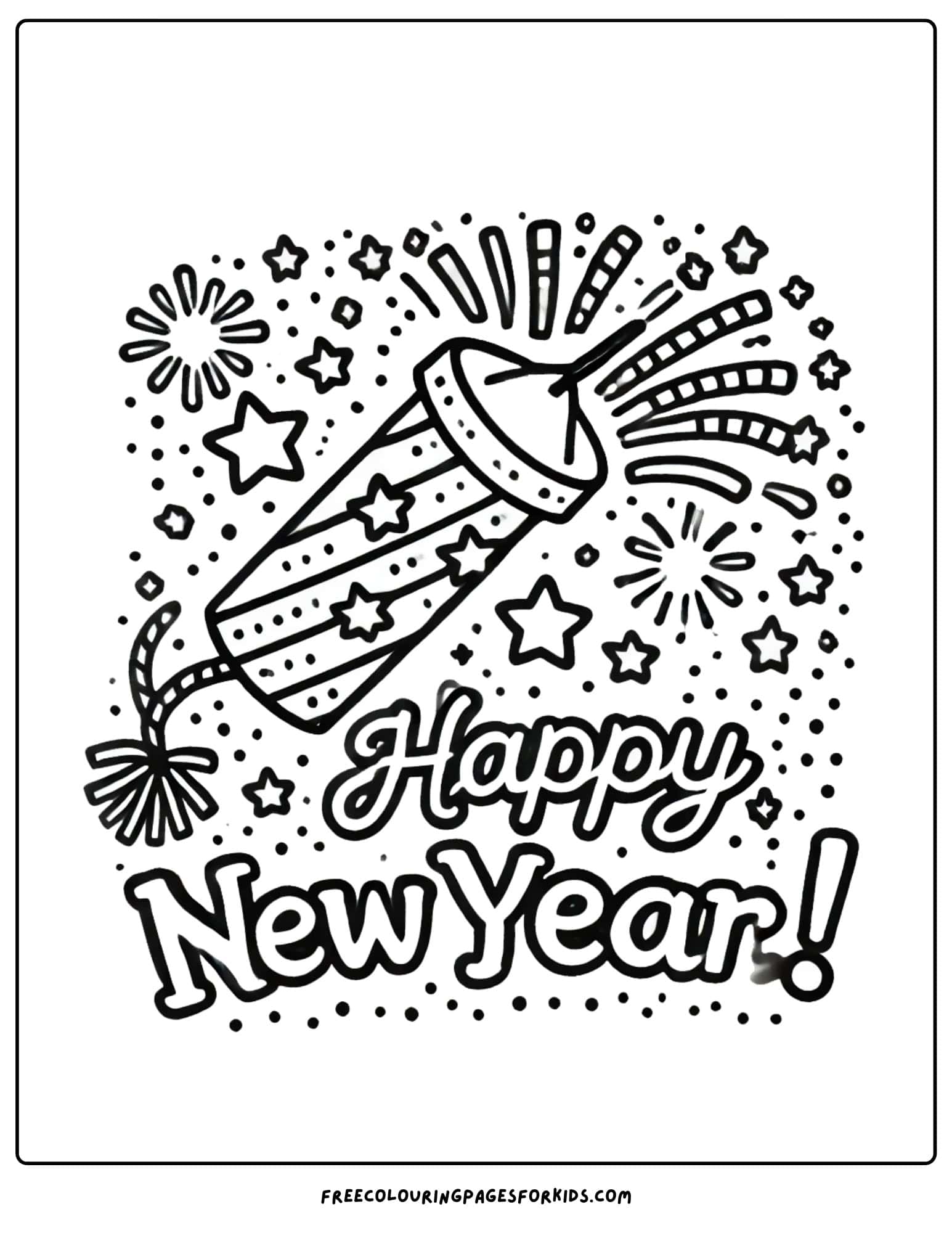 happy new year firecracker going off coloring page