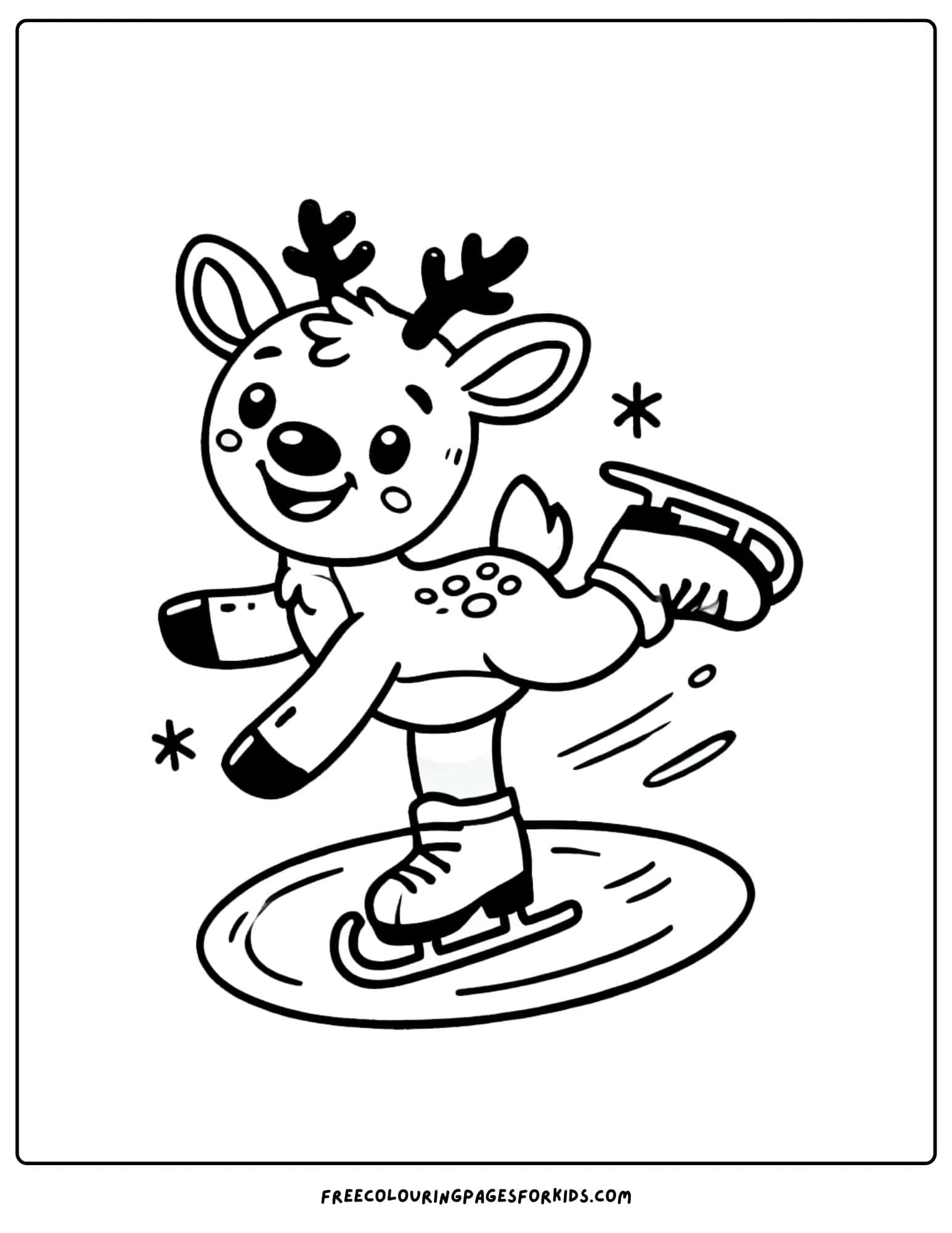 reindeer ice skating coloring page