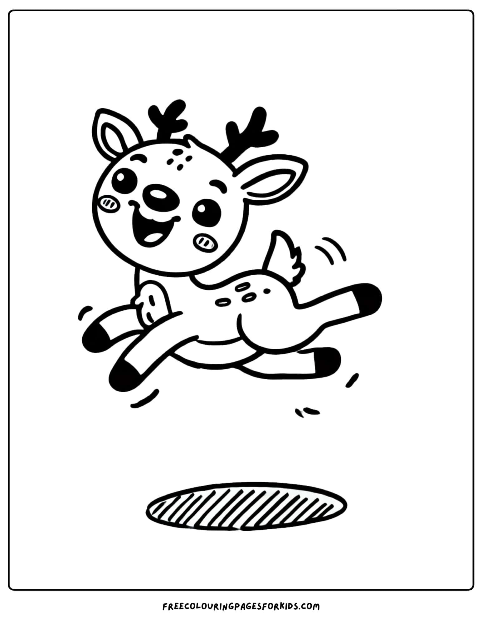 reindeer jumping in the ar coloring page